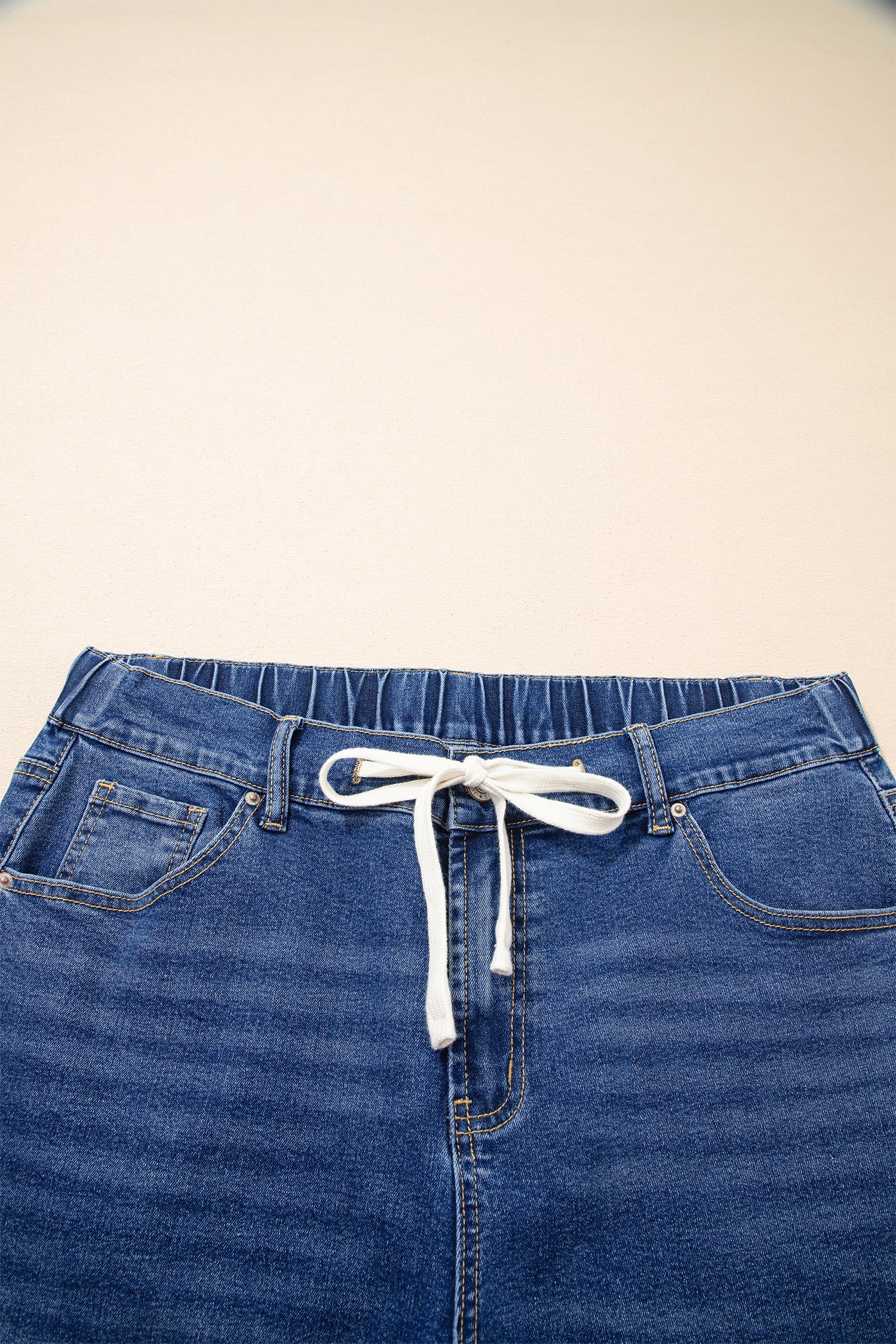 Blue Acid Wash Contrast Lace-up Plus Size Jeans