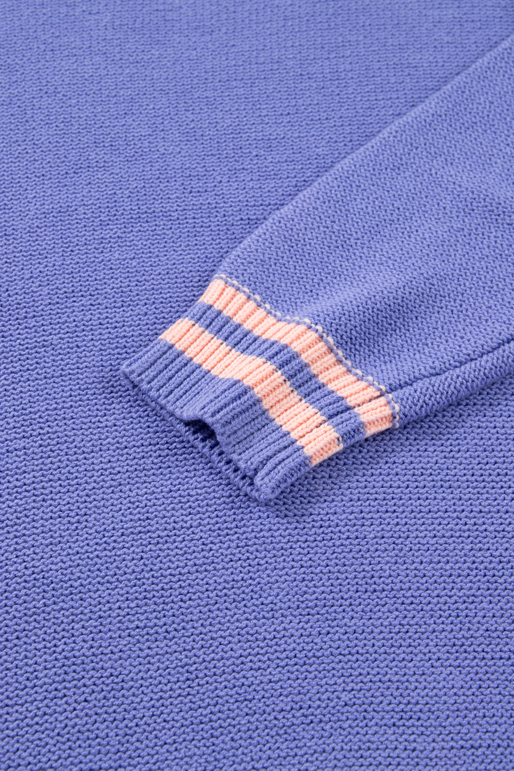 Wisteria Plus Size Striped Trim Drop Shoulder Knit Loose Sweater