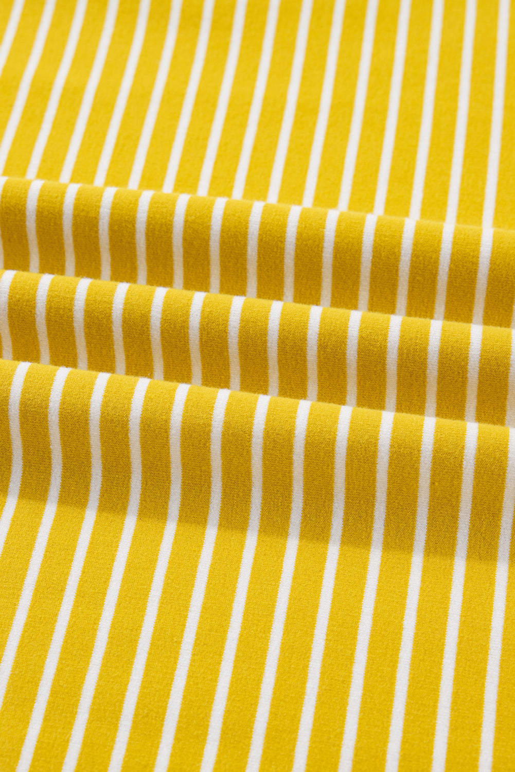 Yellow Stripe Striped Contrast Floral Sleeve Patchwork Plus Size Loose Top