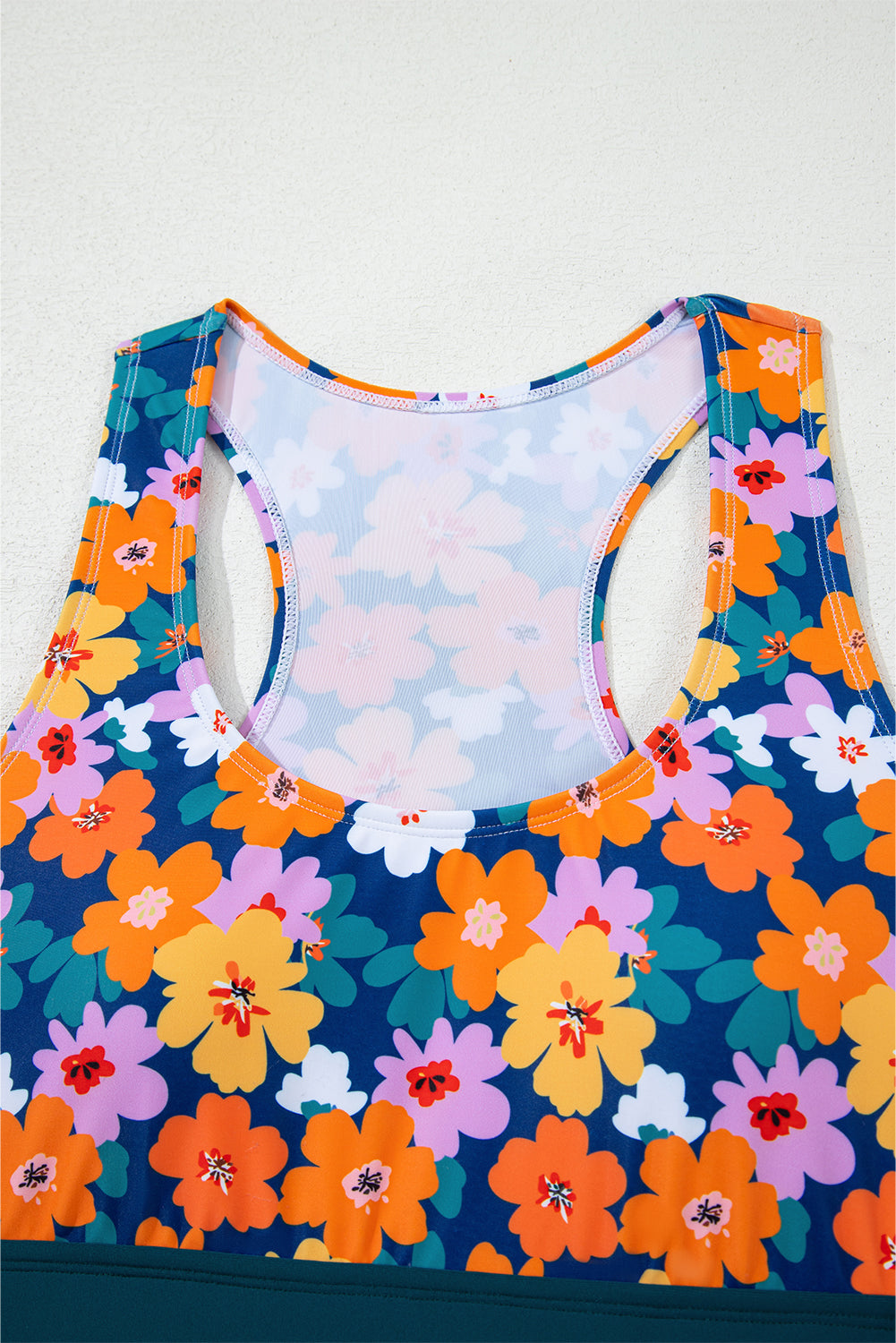 Dearlove Green Floral Print Racerback Cutout High Waist 2pcs Bikini