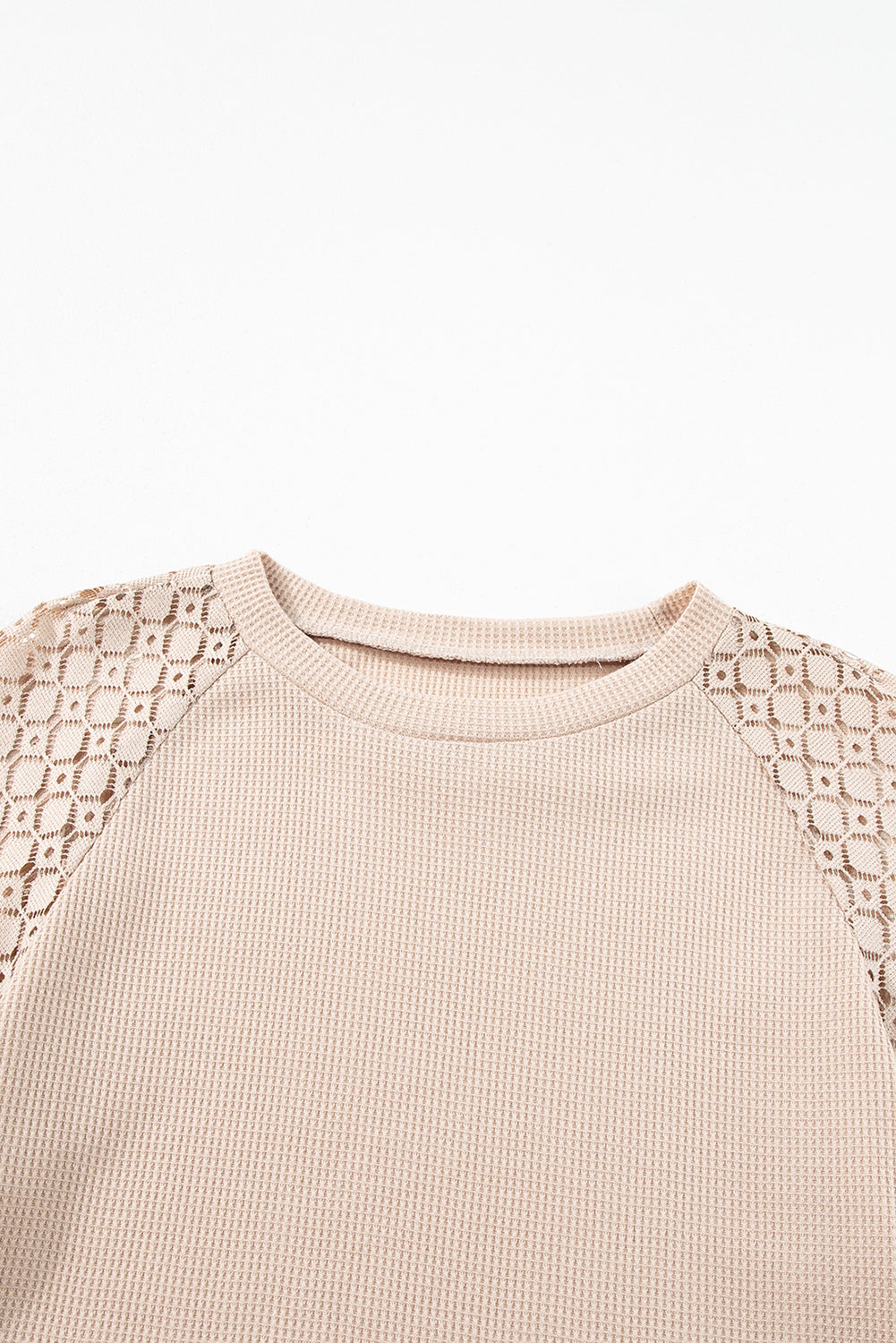 White Lace Long Sleeve Textured Pullover