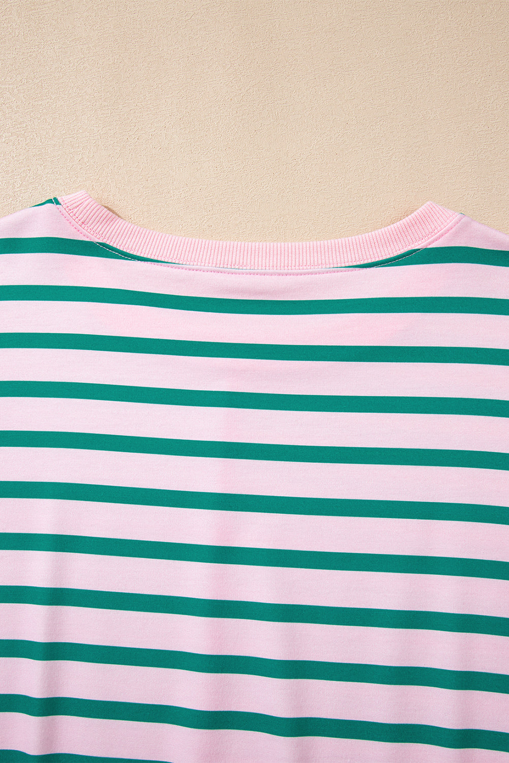 Green Stripe Mix Pattern Color Block Patchwork Side Slit Baggy Sweatshirt
