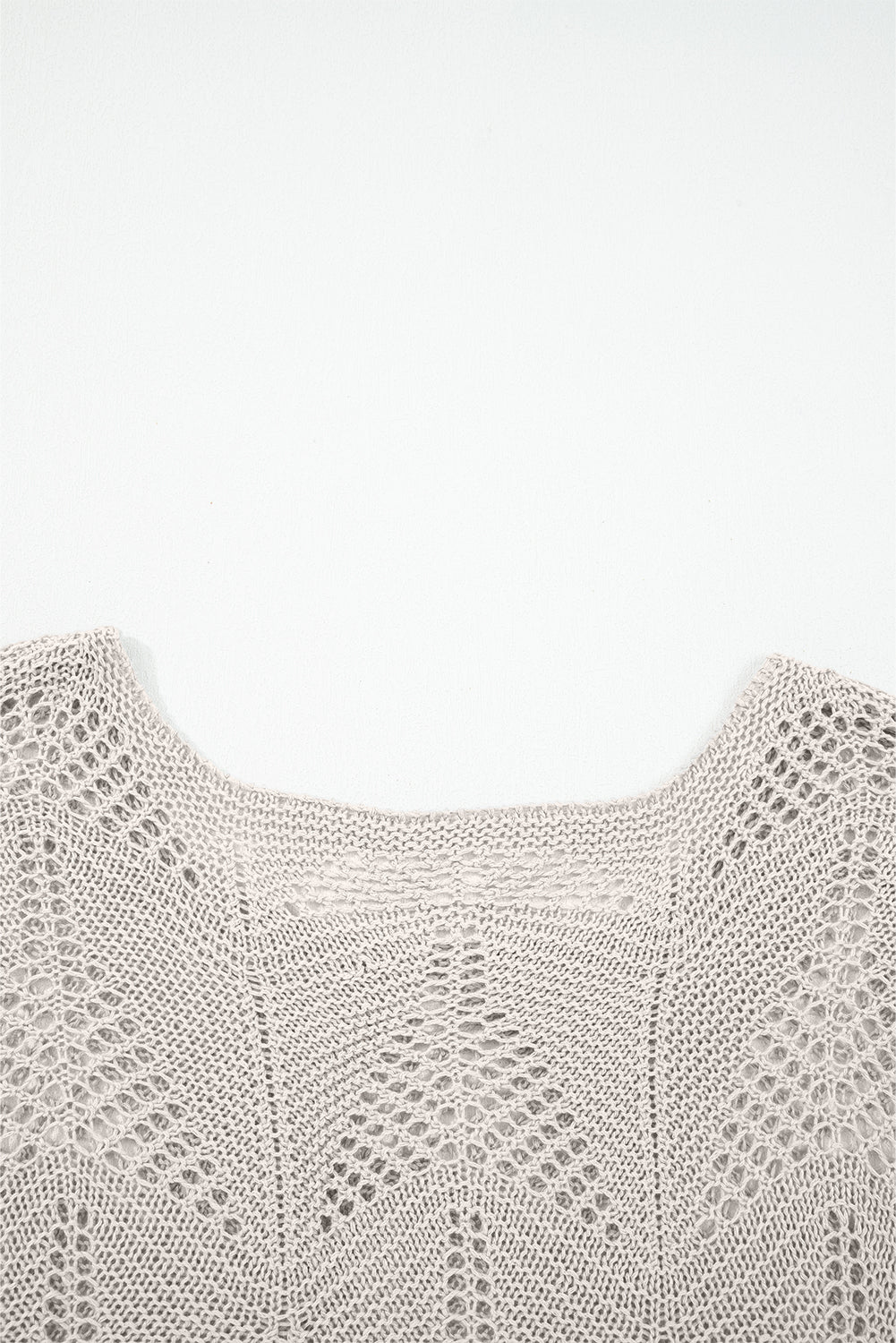 Navy Blue Hollow Out Knit 7/8 Sleeve Casual Sweater