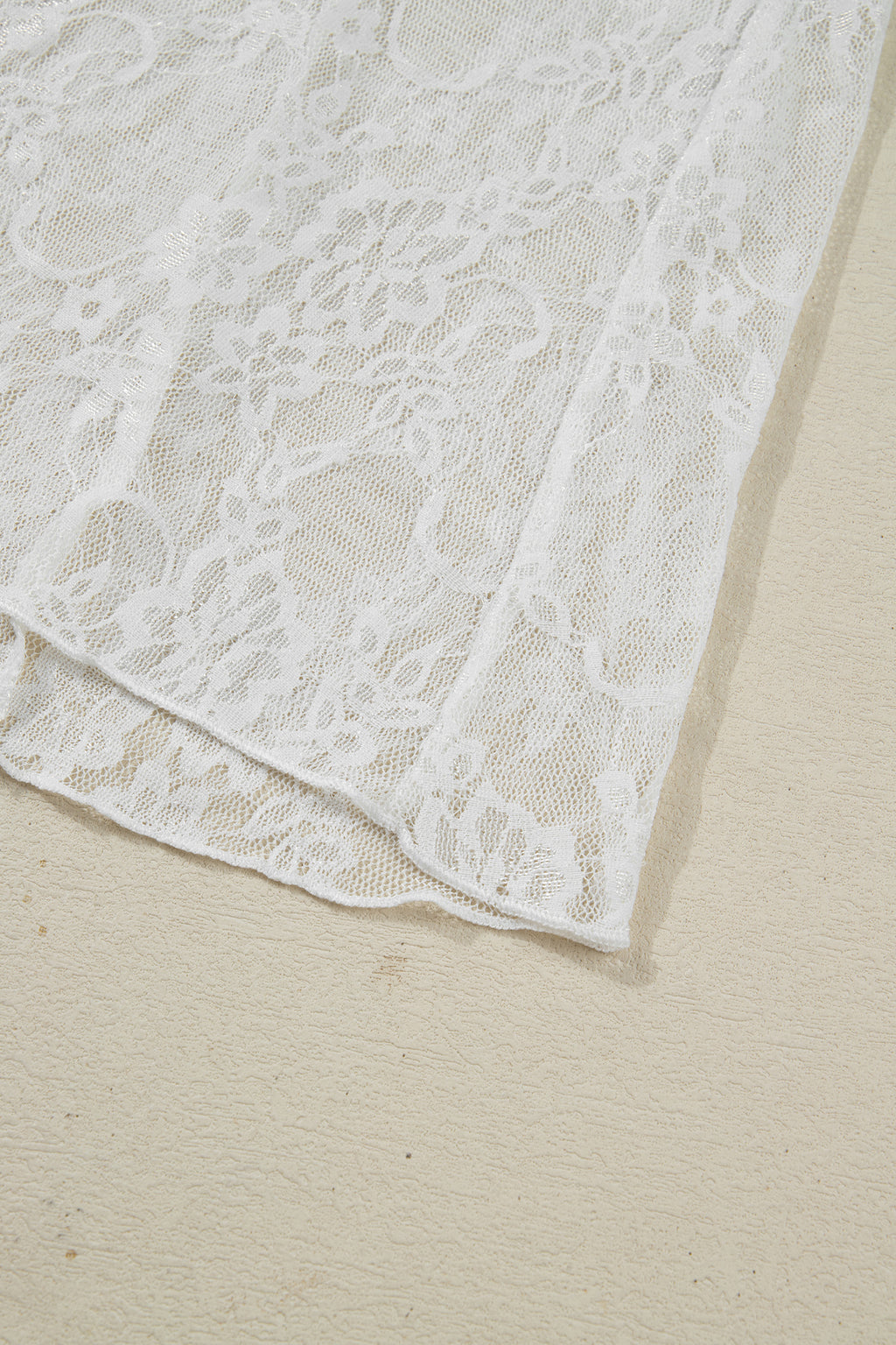 White Sheer Floral Lace Flowy Maxi Skirt