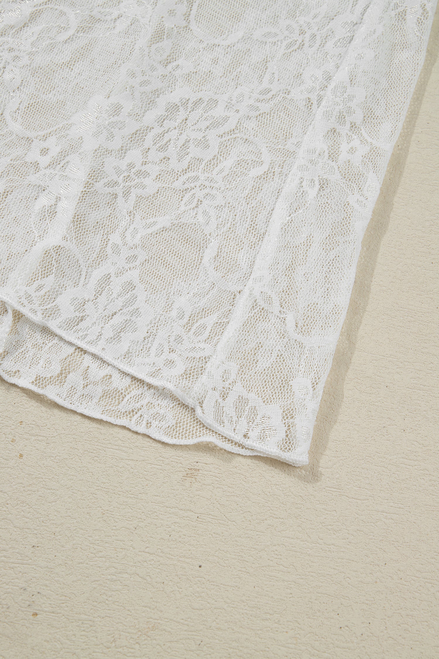 White Sheer Floral Lace Flowy Maxi Skirt