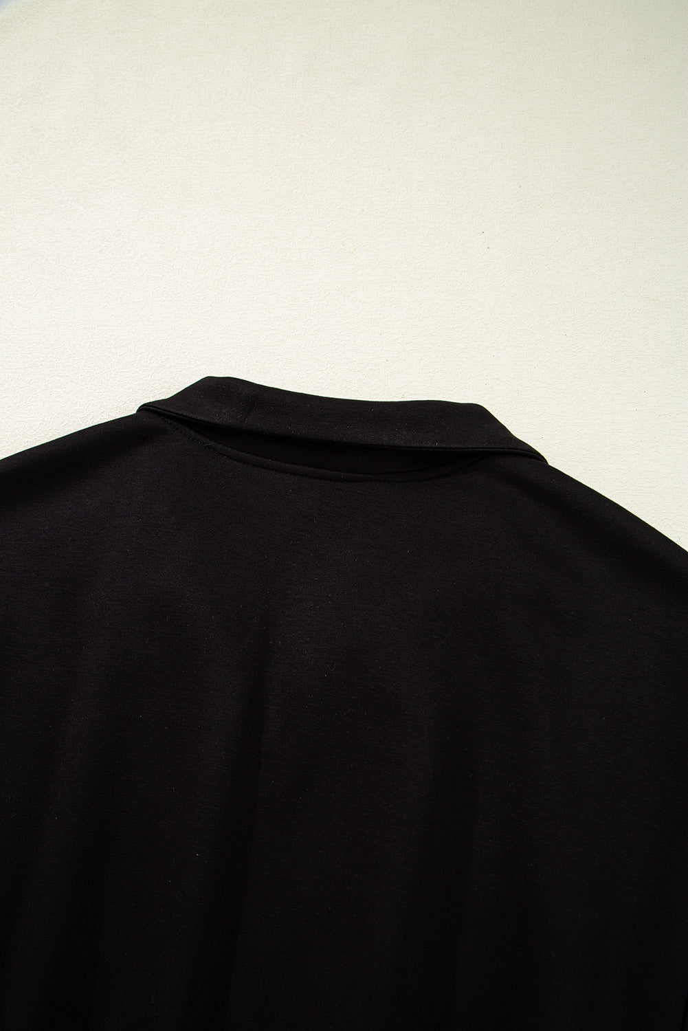 Black Contrast Zipped Stand Collared T Shirt and Short Set