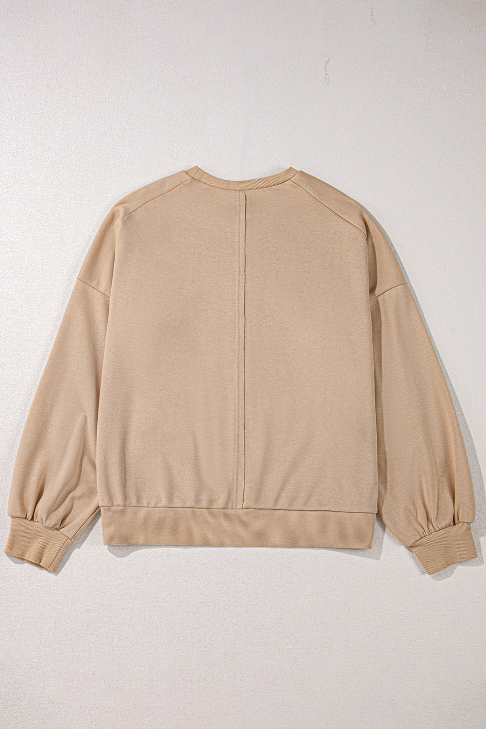 Beige Flower Patch Graphic Exposed Seam Wide Sleeve Top