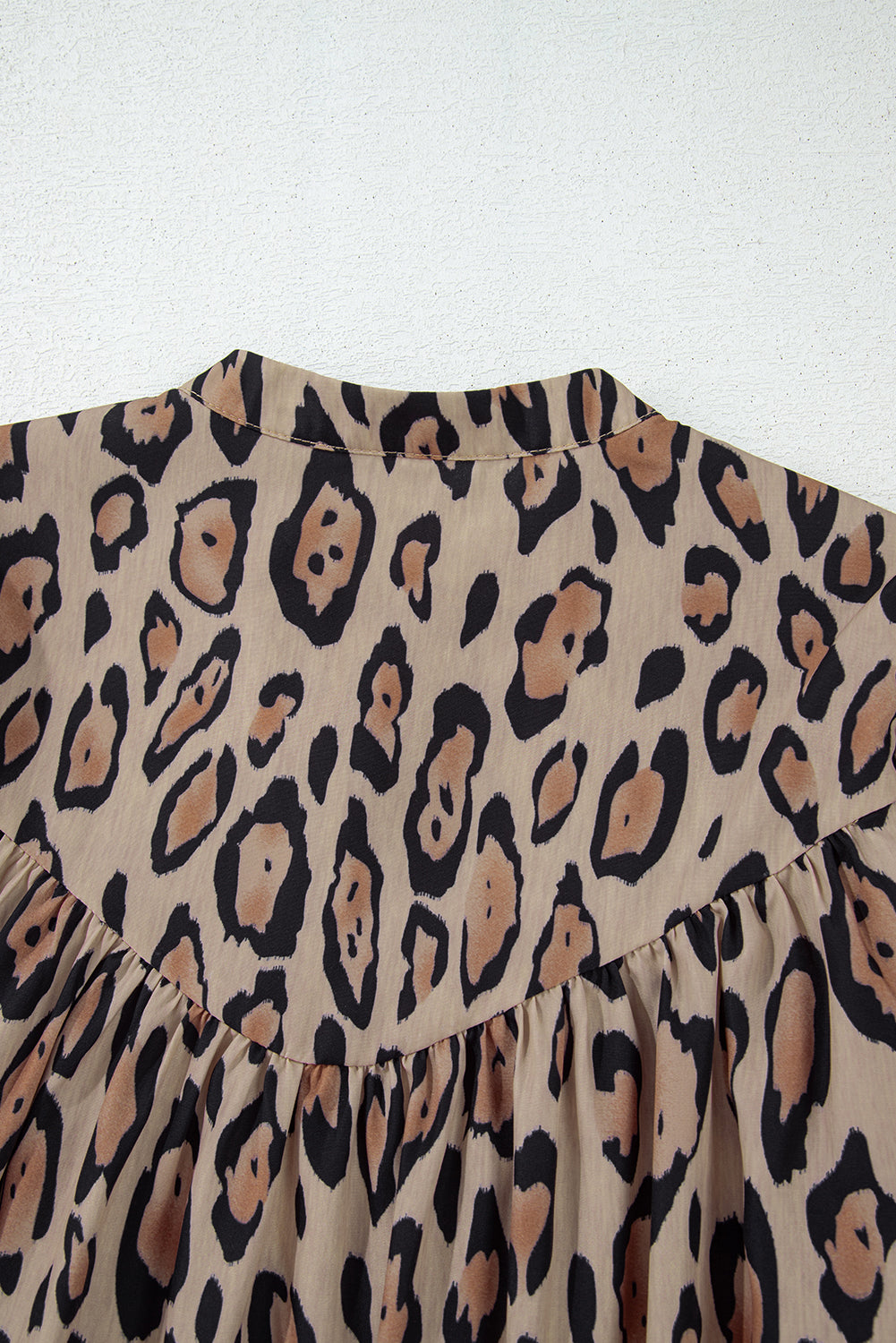 Oversized Leopard Print Balloon Sleeve Casual Shirt