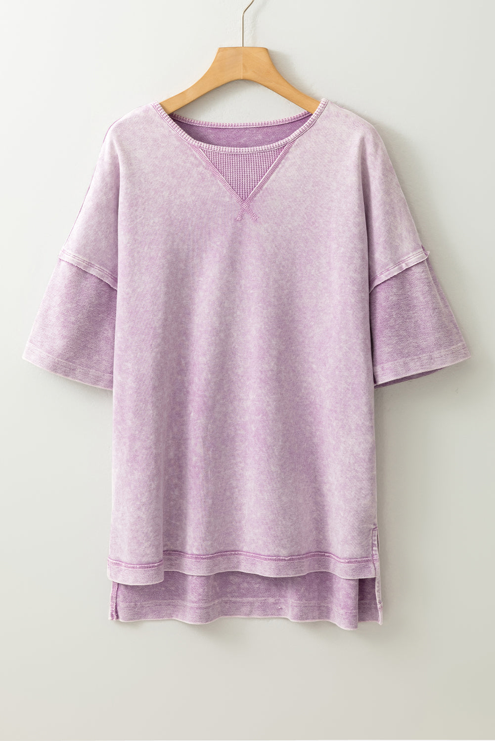 Orchid Petal Mineral Wash Drop Shoulder Pullover Sweatshirt