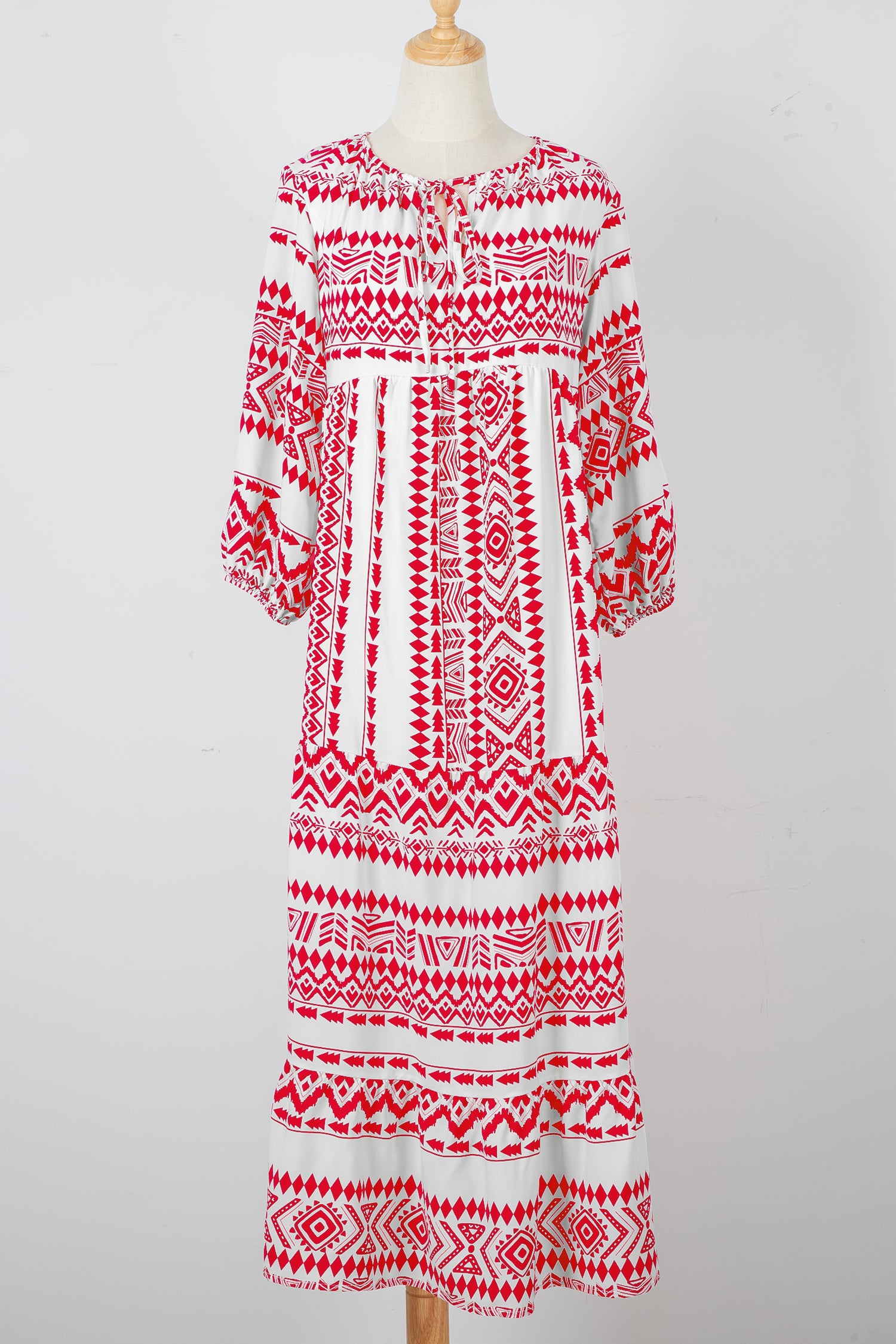 Sky Blue Boho Printed Half Sleeve Maxi Dress