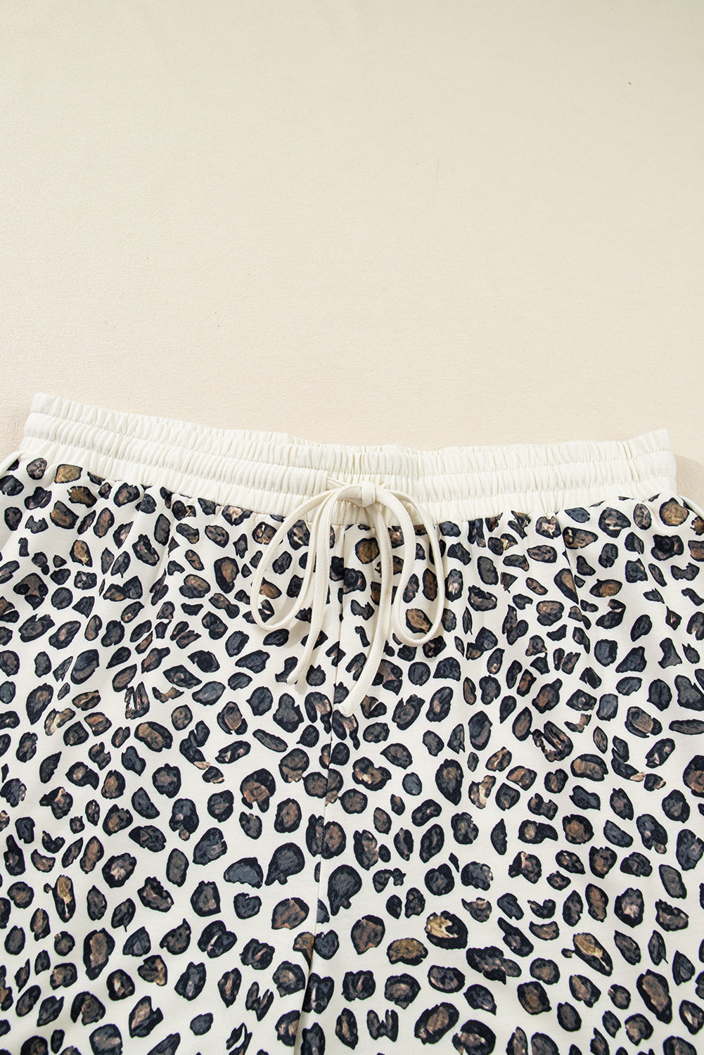 Khaki Plus Size Leopard Loose Pullover Casual Shorts 2pcs Outfit