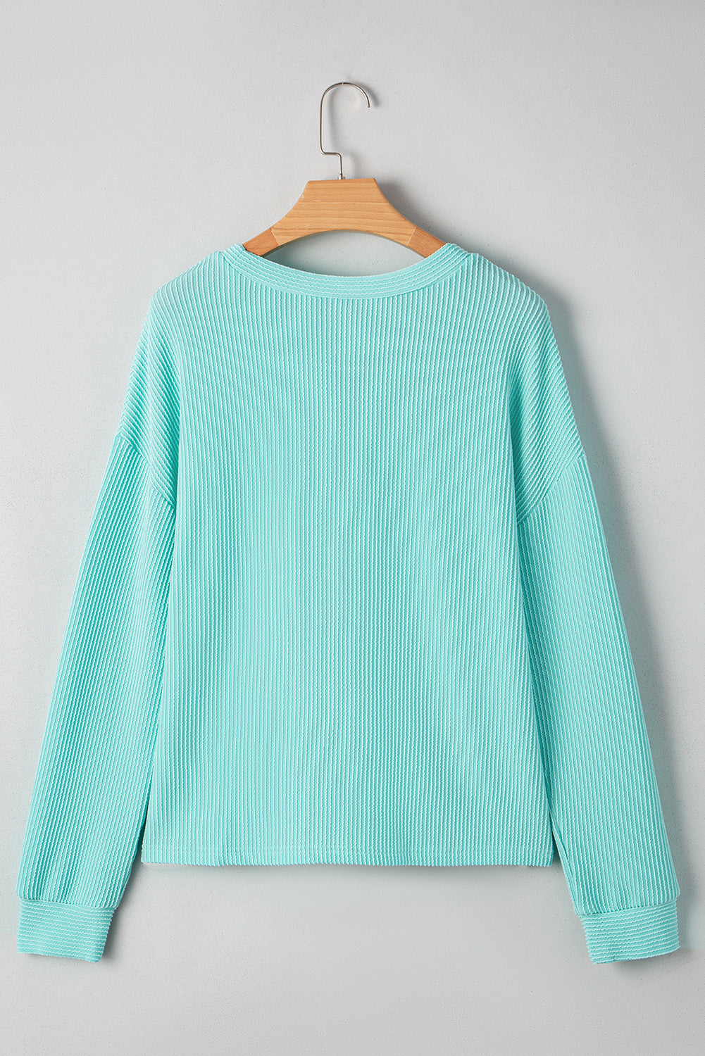 Dark Blue Corded Knit Color Block Pocketed Crew Neck T Shirt