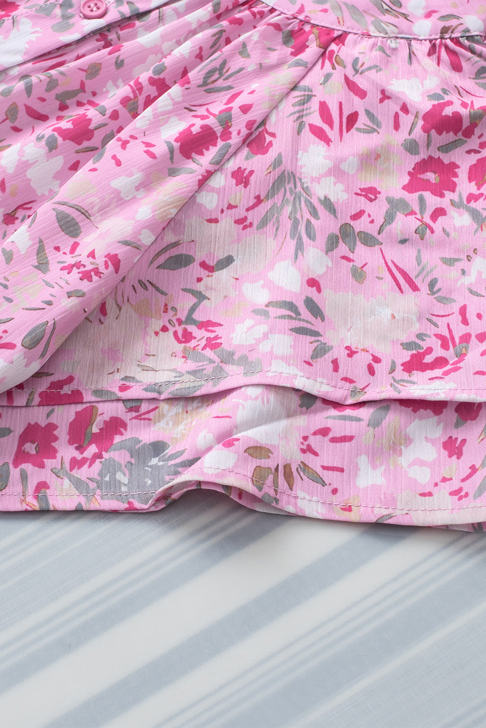 Multicolor Floral Print Wide Ruffle Sleeves Blouse
