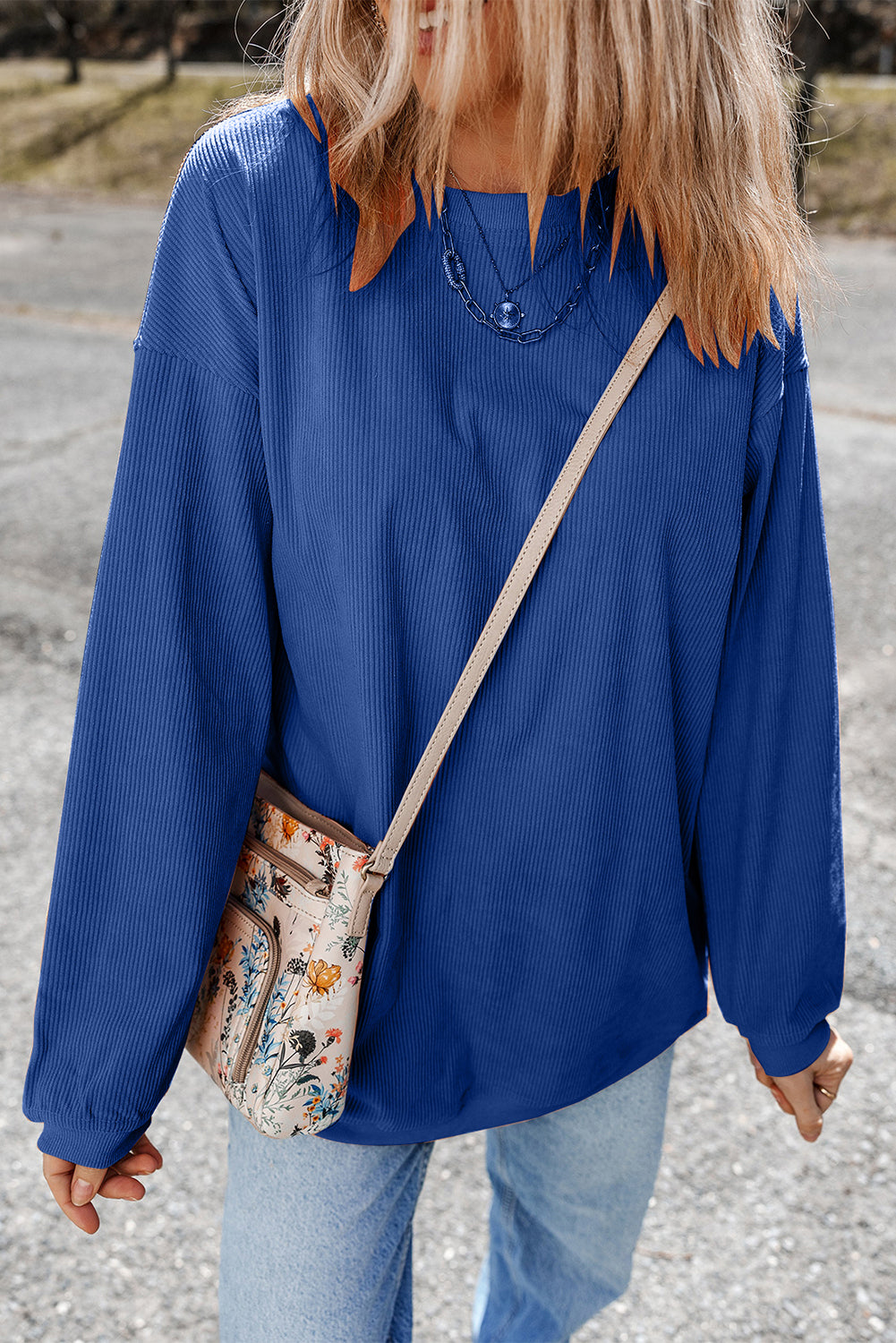Grass Green Ribbed Corded Oversized Sweatshirt