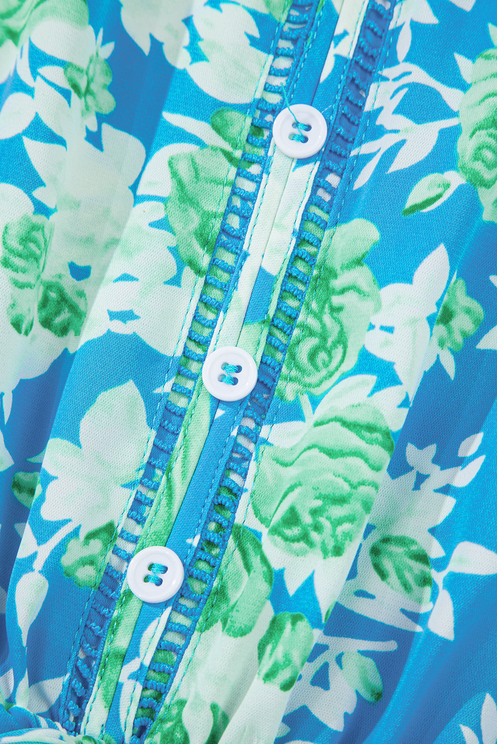 Green Floral Print Trimmed V Neck Tie Waist Sleeveless Holiday Long Dress