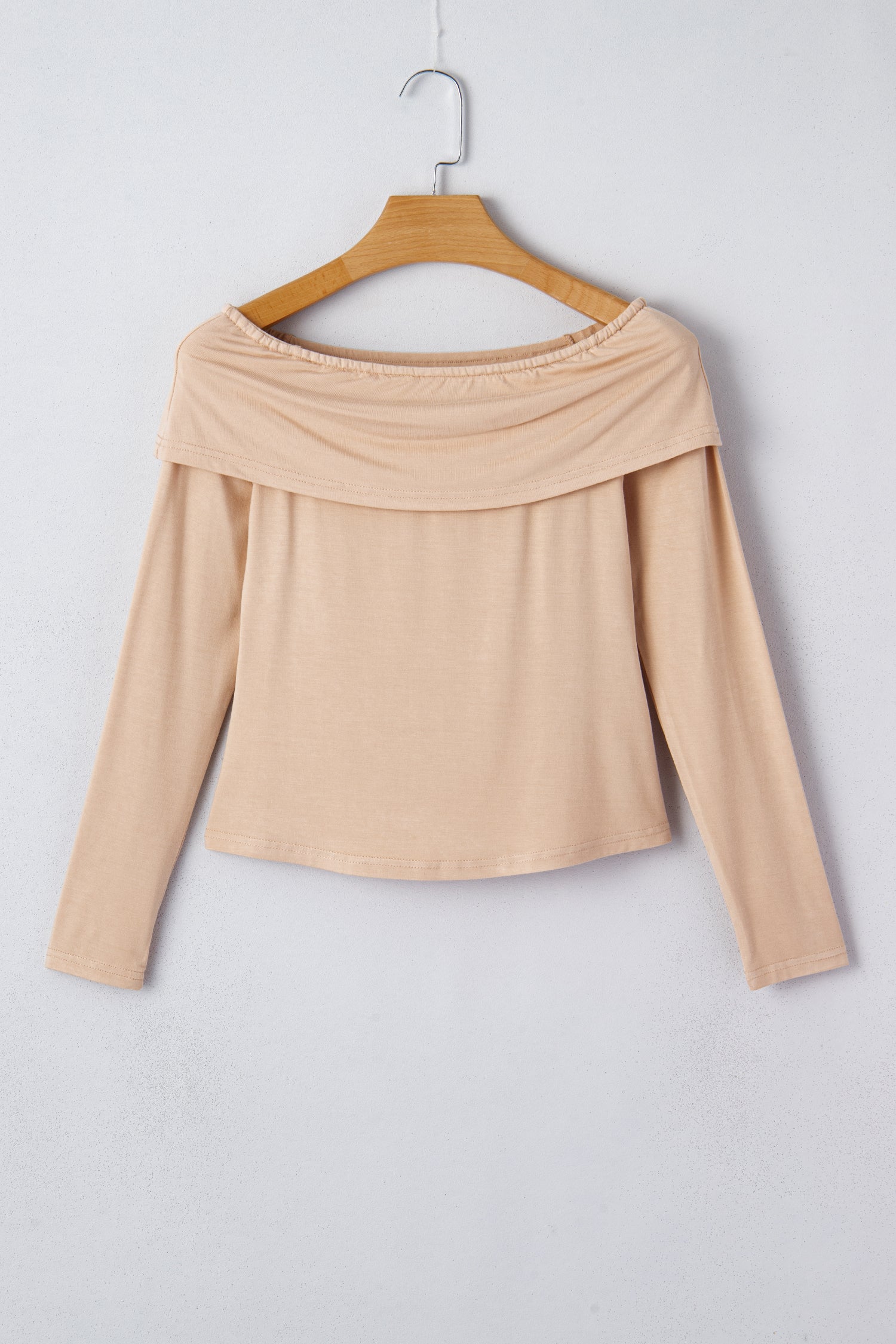 Fiery Red Foldover Off Shoulder Long Sleeve Slim Top