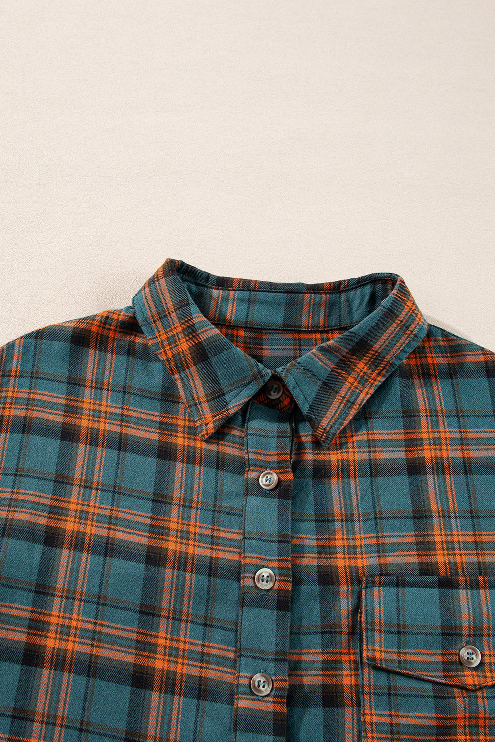 Red Plaid Long Sleeeve Side Split Distressed Hem Shirt