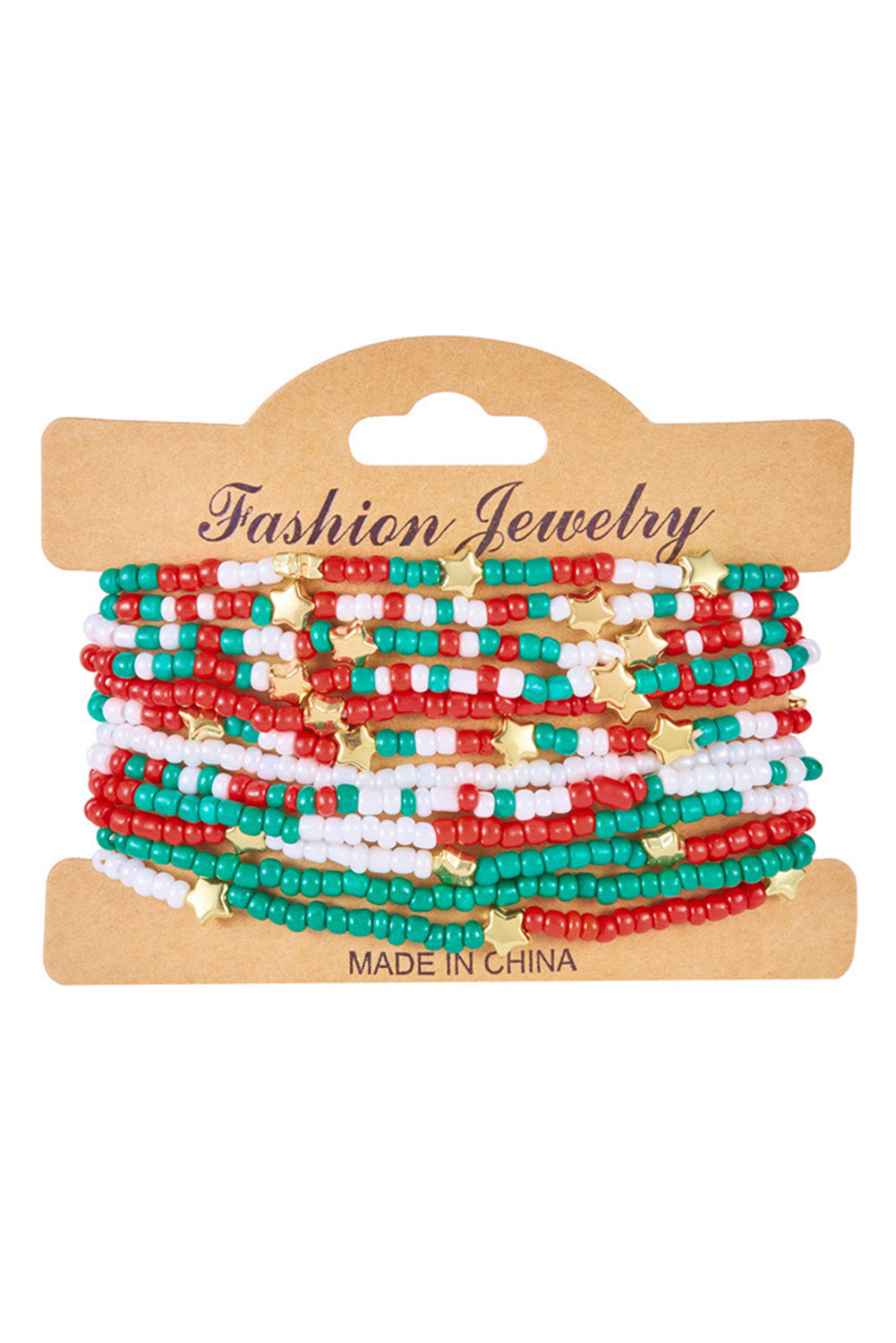 Gold Plated Star Colorful Beads Christmas Fashion Bracelet Set