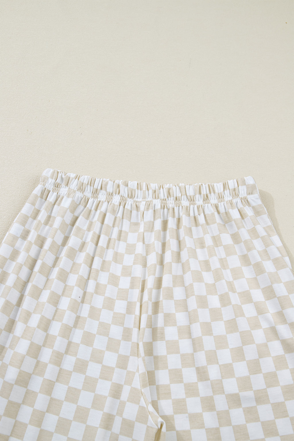 Khaki Checkered Print Half Sleeve Tee 2pcs Lounge Pant Set