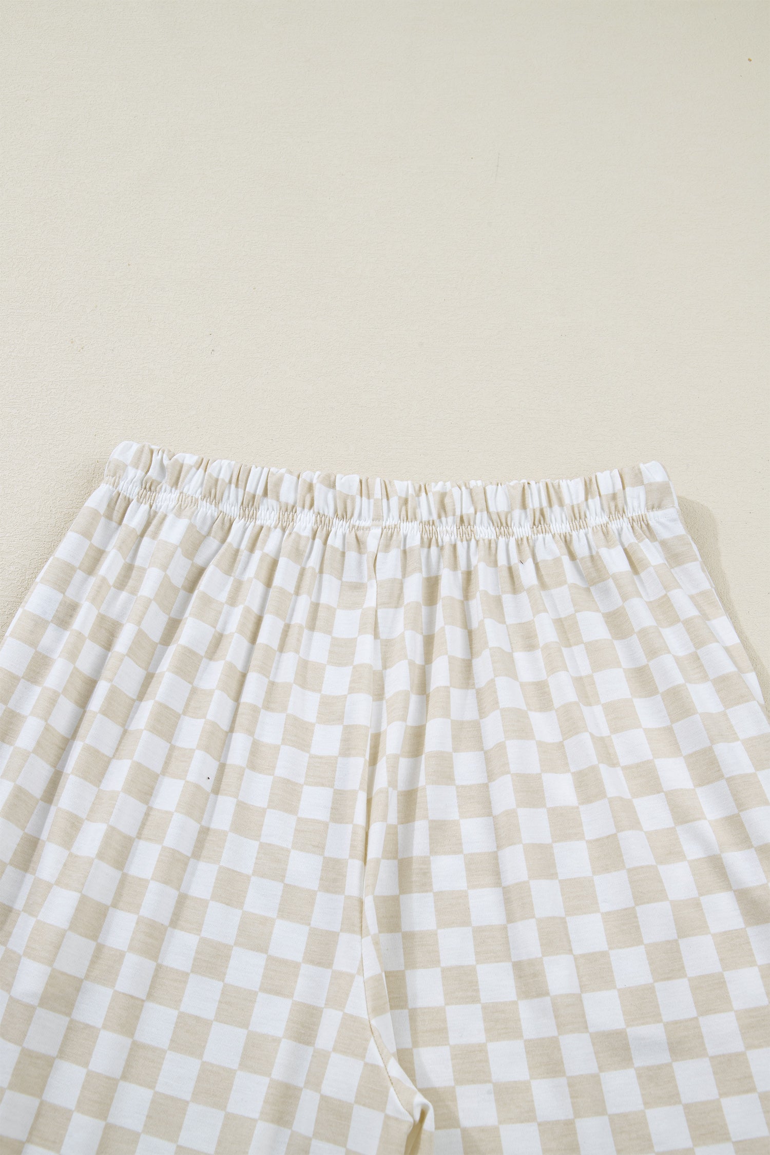 Khaki Checkered Print Half Sleeve Tee 2pcs Lounge Pant Set