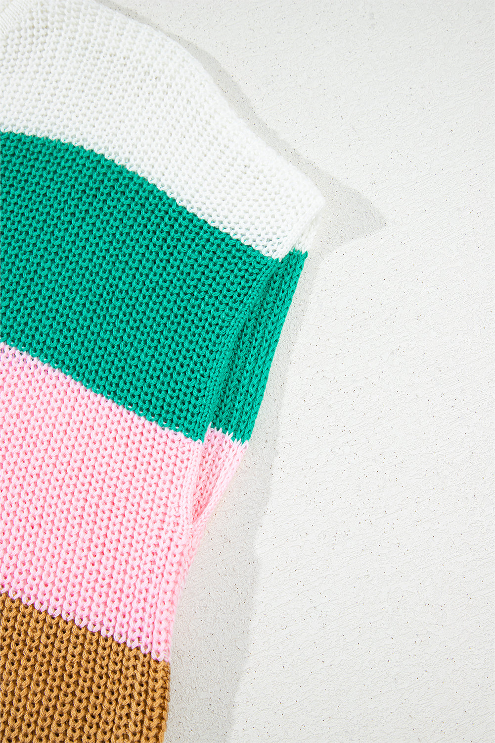Pink Color Block Notch V Neck Sweater T Shirt