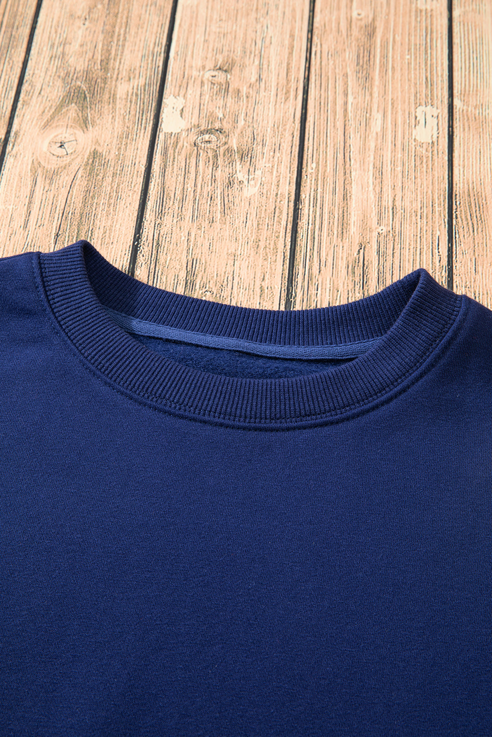 Russet Orange Solid Fleece Lined Drop Shoulder Terry Sweatshirt