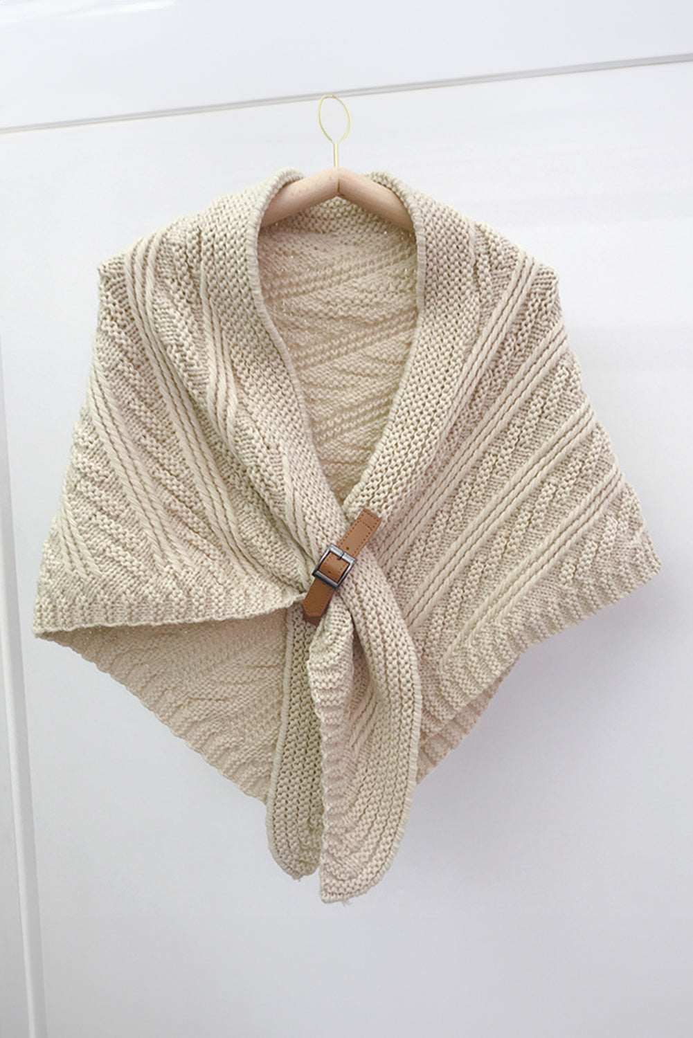 Parchment Faux Leather Belt Triangle Shawl Scarf