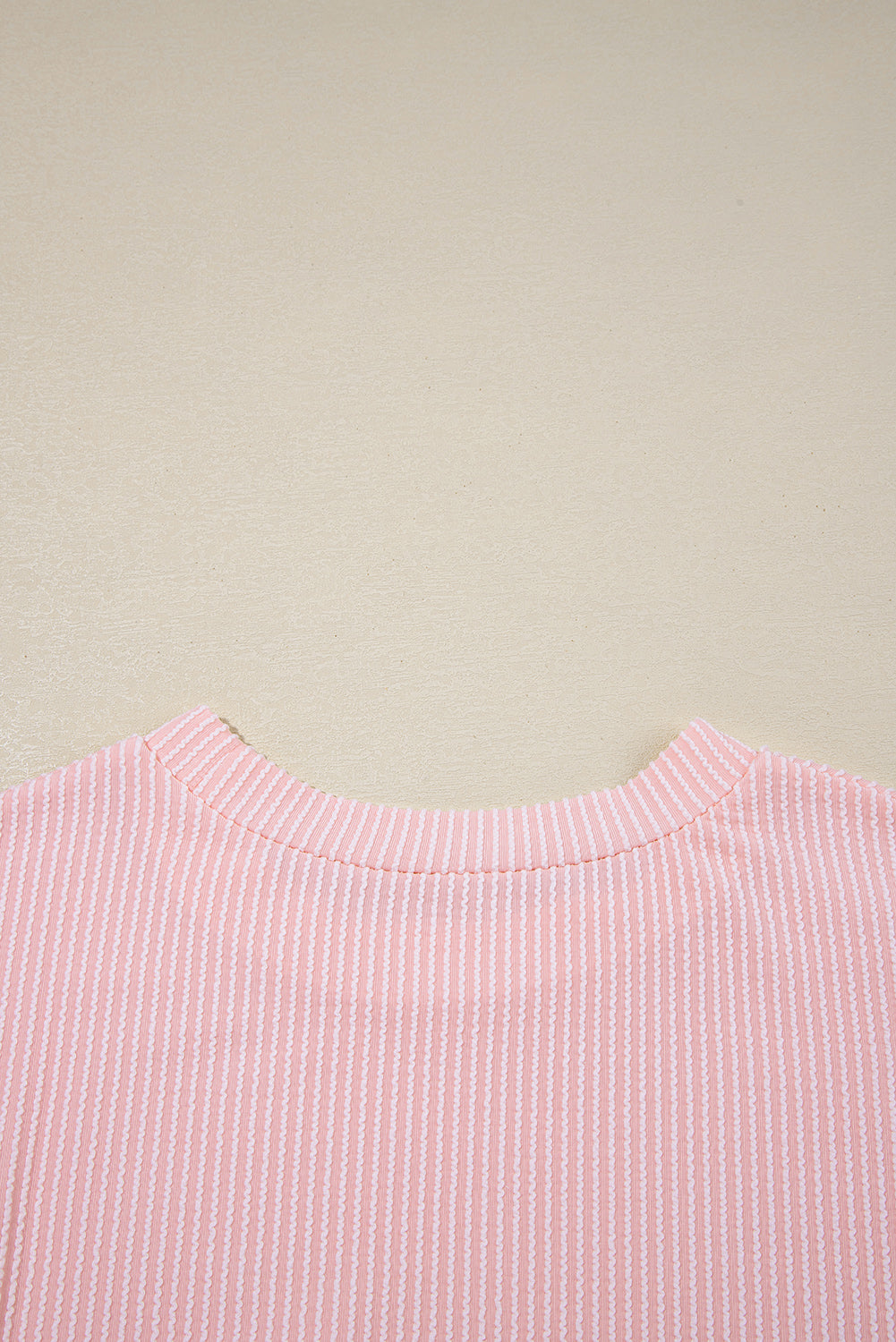 Dark Blue Corded Knit Color Block Pocketed Crew Neck T Shirt
