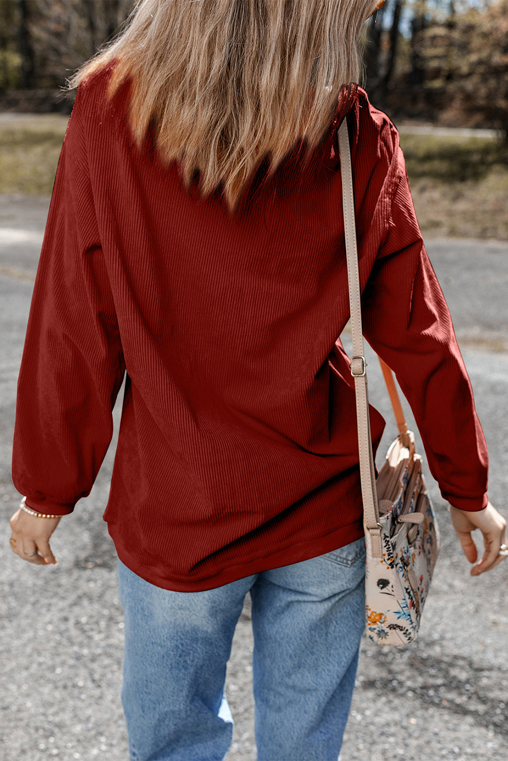 Grass Green Ribbed Corded Oversized Sweatshirt