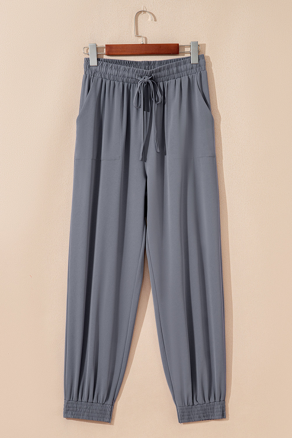 Black Drawstring Elastic Waistband Pocketed Cropped Jogger Pants