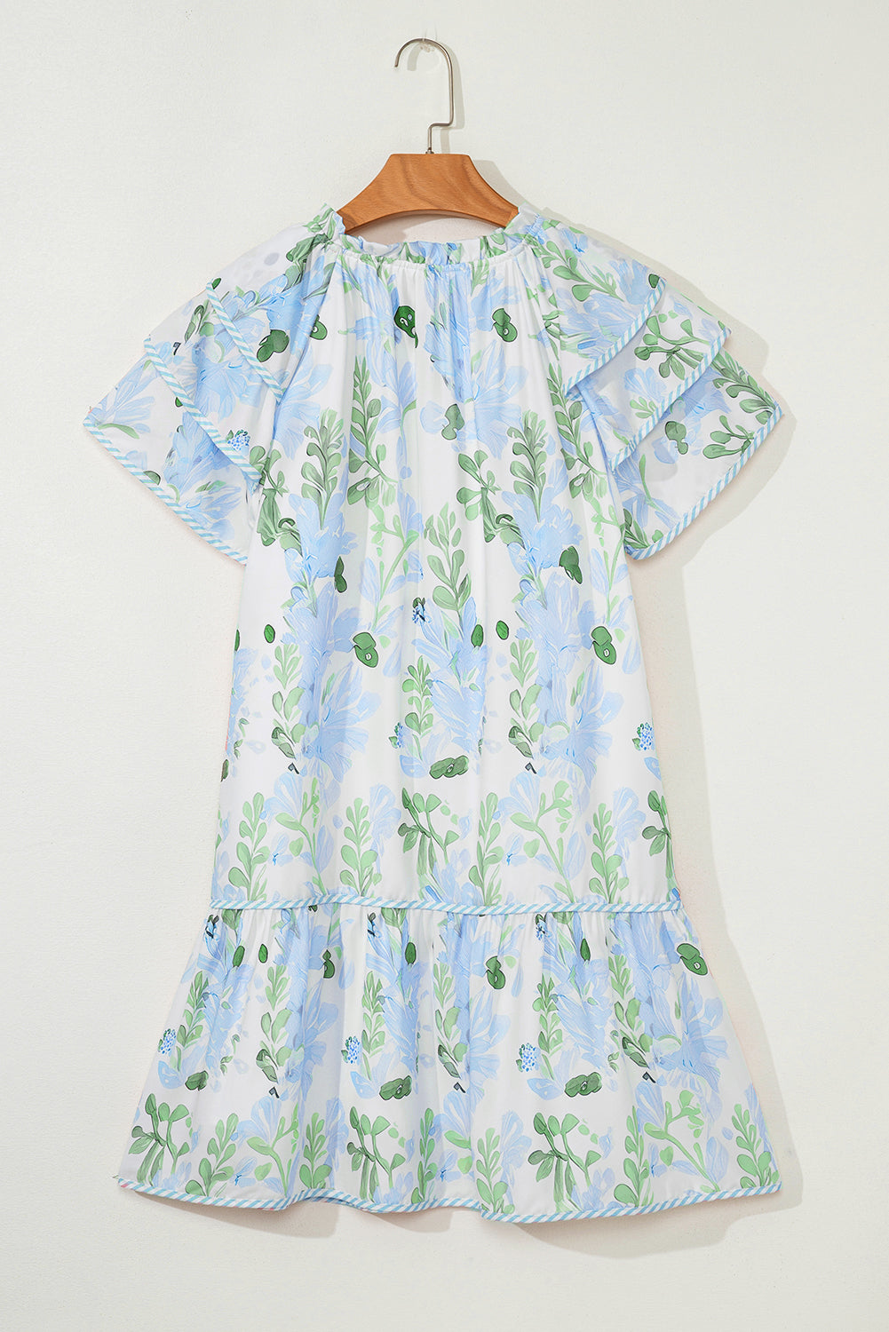 Pink Plus Size Floral Print Striped Detail Short Summer Dress