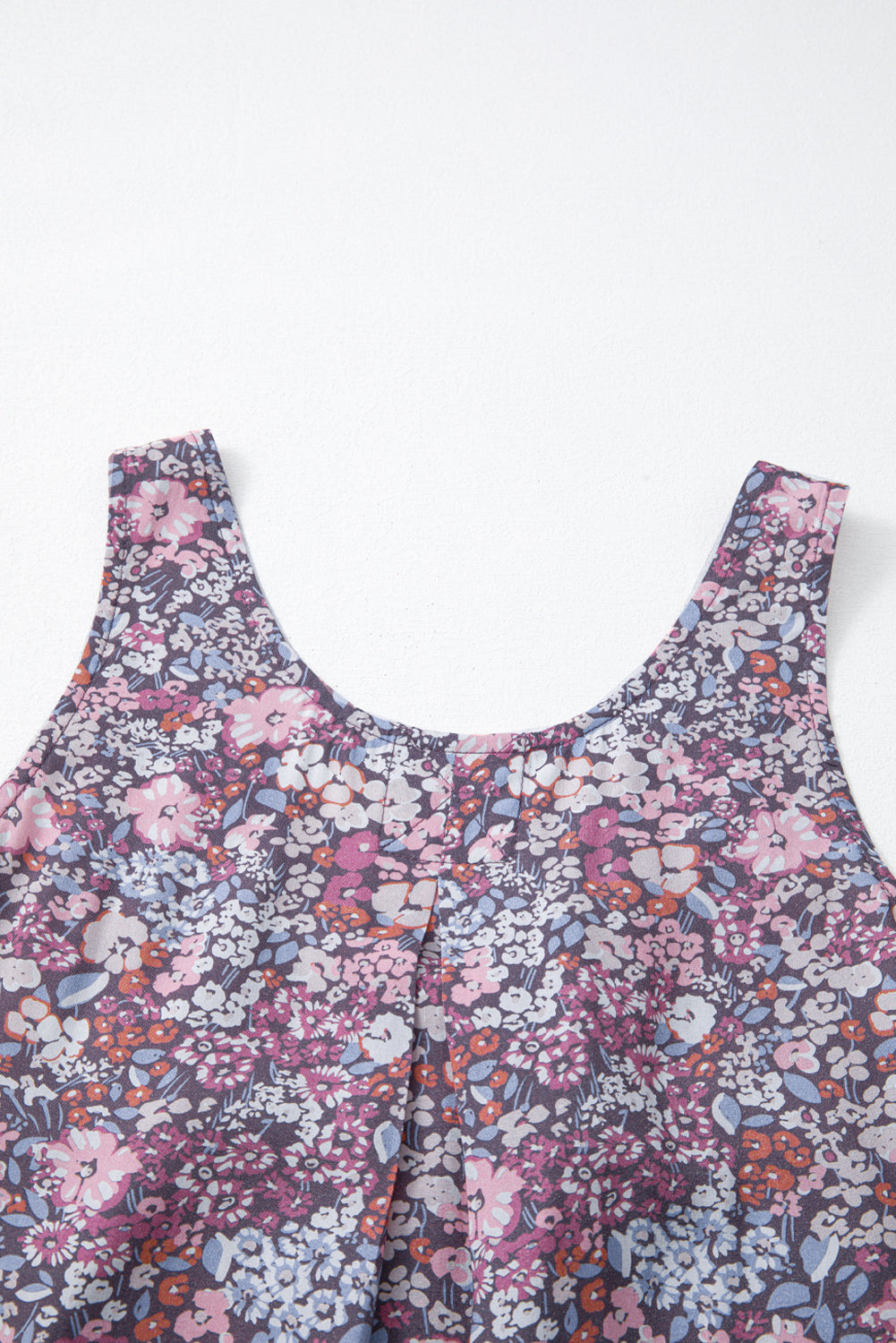 Yellow Boho Floral Pleated Buttoned Front Tank Top