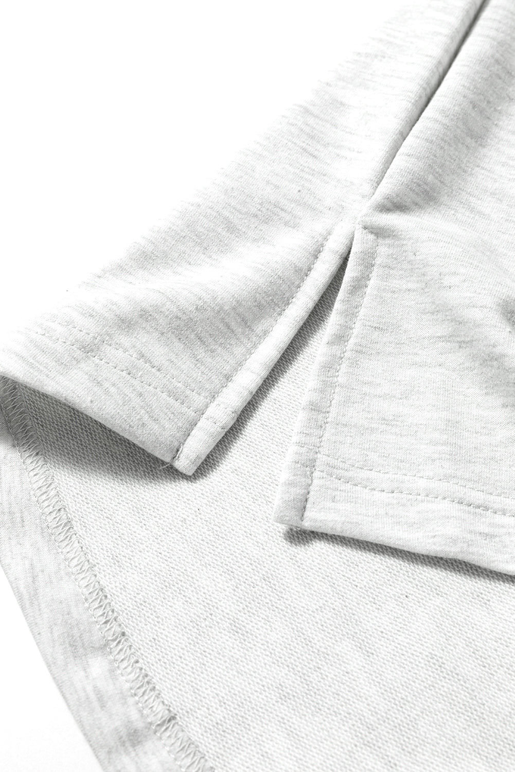 Dearlovers Light Grey Two Tone Contrast Waffle Knit Patched Buttoned V Neck Top