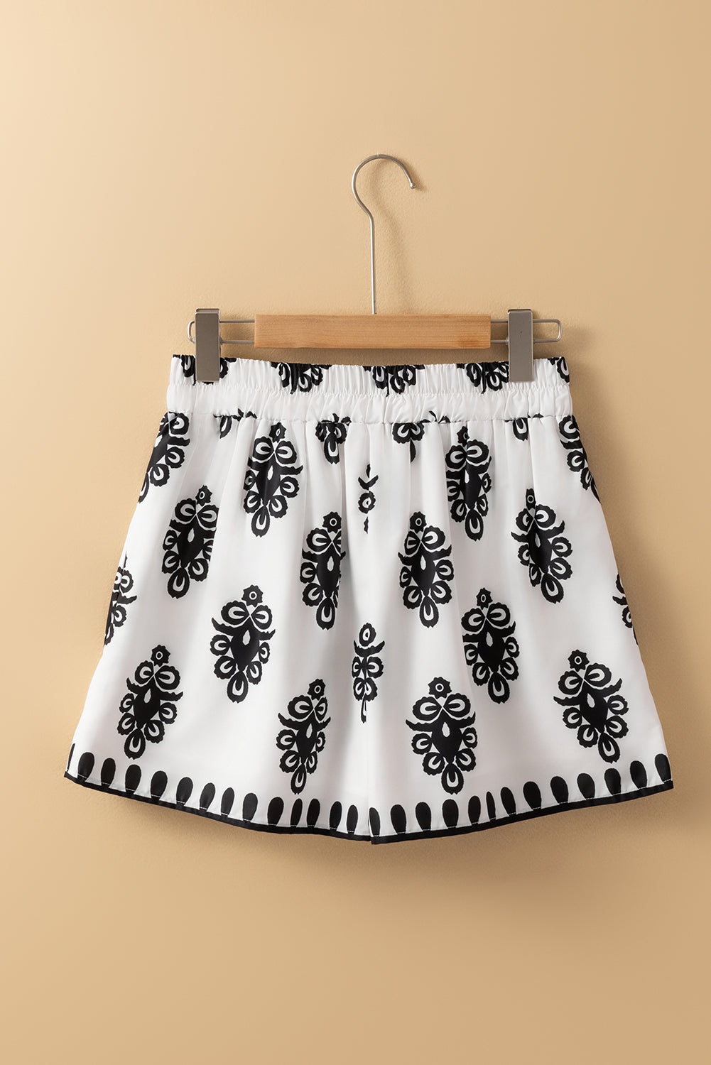 Beige Geometric Printed Sleeveless Hollowed Bowknot Back Mini Dress