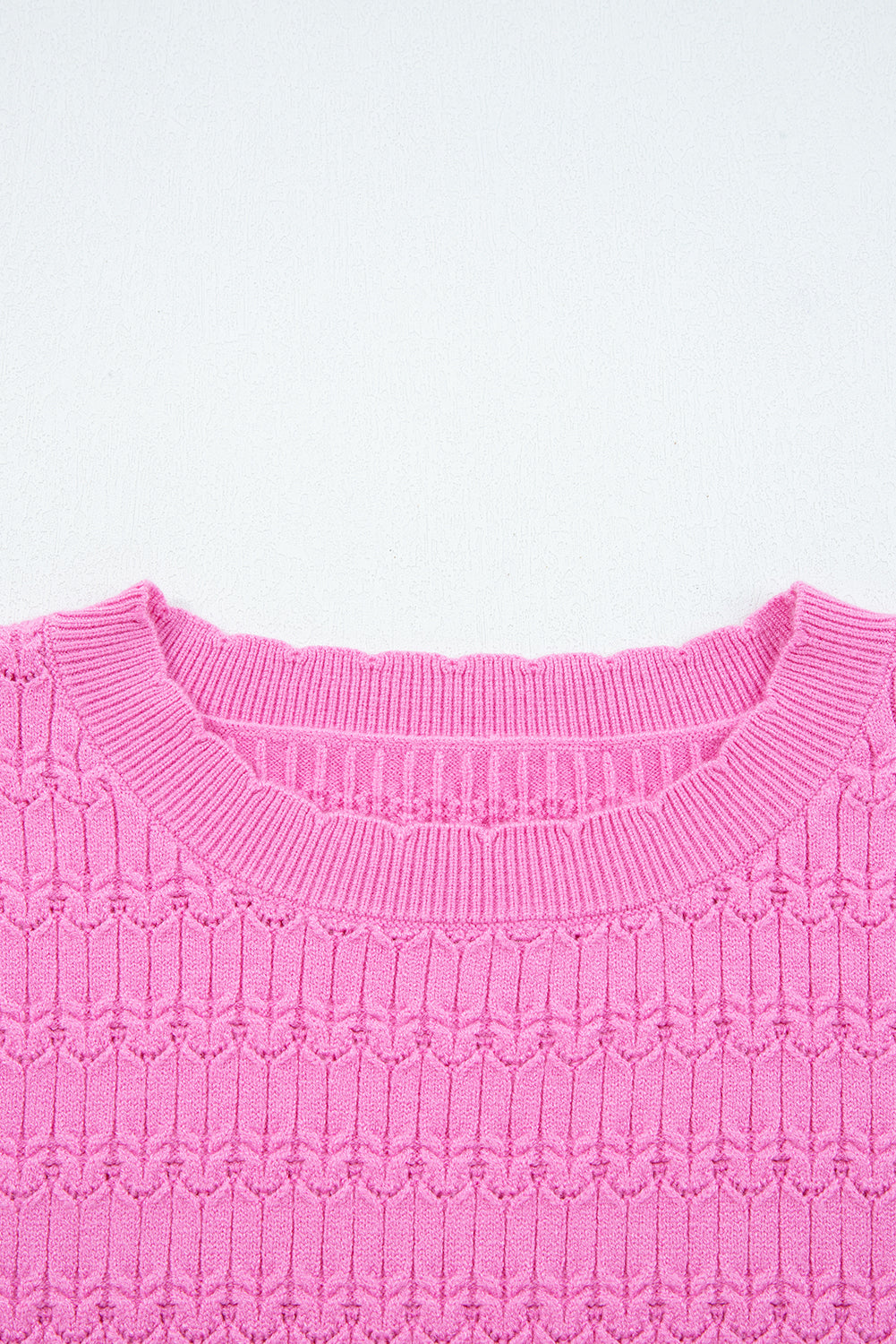 Fiery Red Trendy Pattern Knit Ribbed Cuffs Crew Neck Sweater