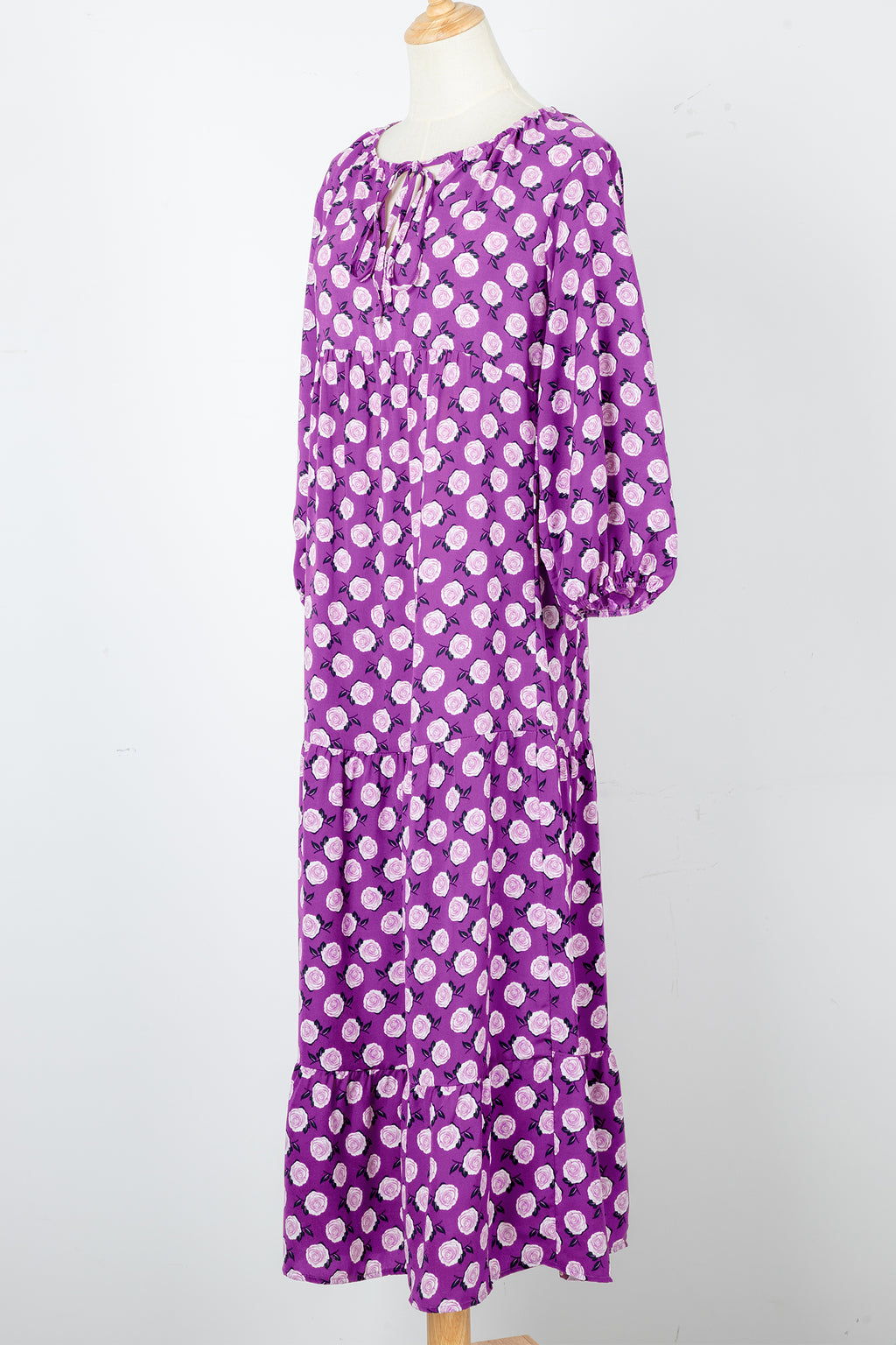 Sky Blue Boho Printed Half Sleeve Maxi Dress