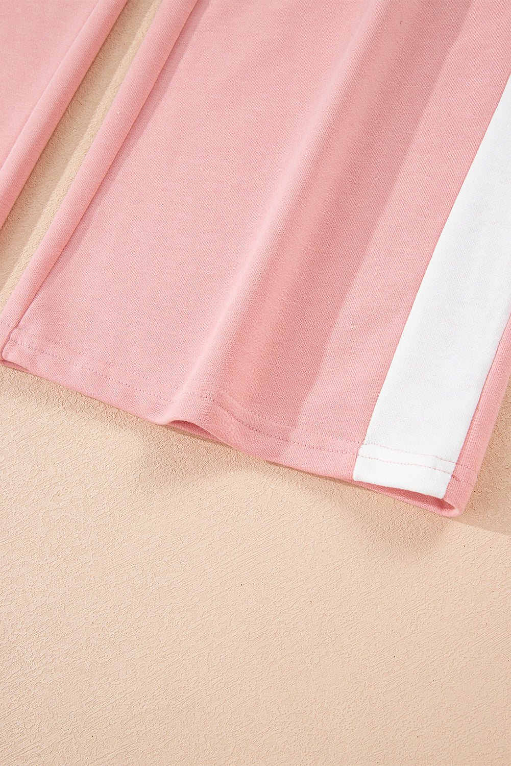 Apricot 2pcs Color Block Pullover Loose Pant Set