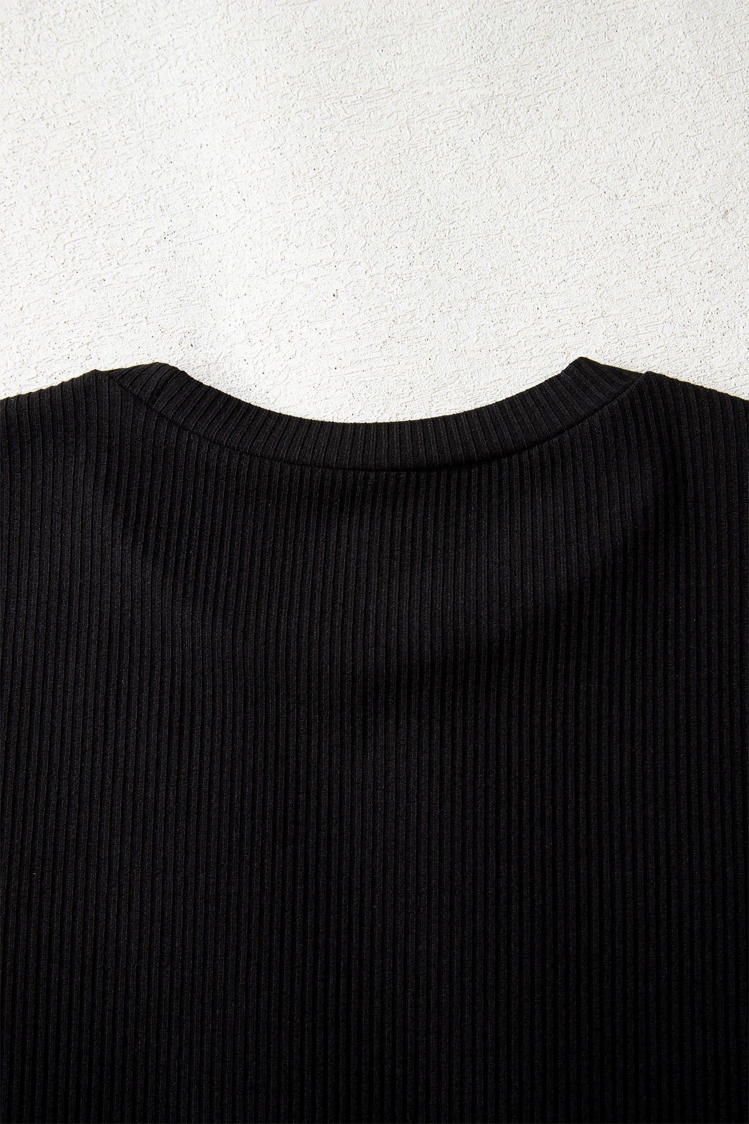 White Ribbed Long Sleeve Crew Neck Solid Color Bodysuit