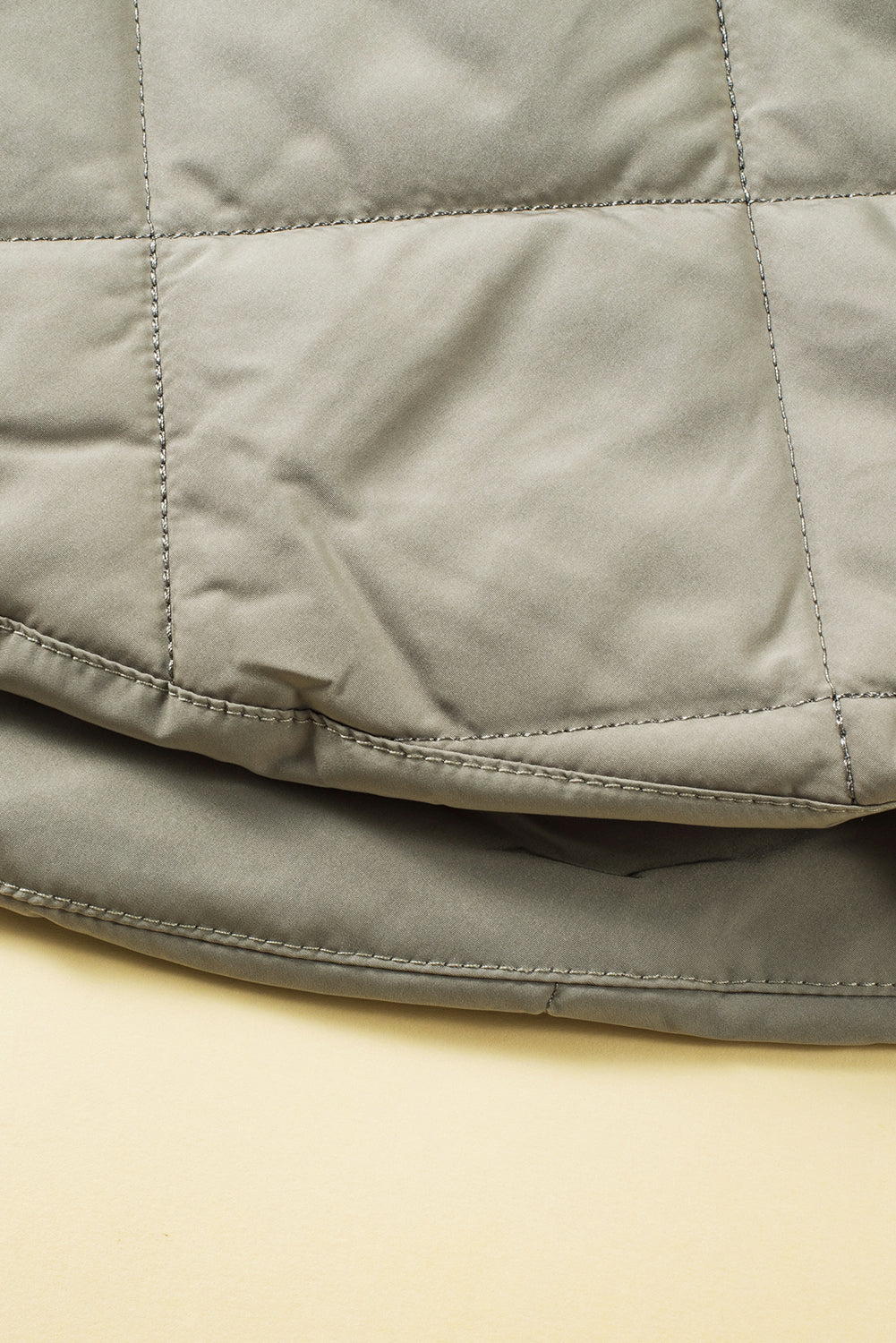 Green Quilted Snap Button Hooded Puffer Coat