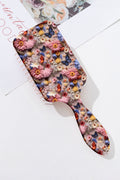 Peach Blossom 3D Flower Butterfly Printed Large Detangle Paddle Hair Brush Comb