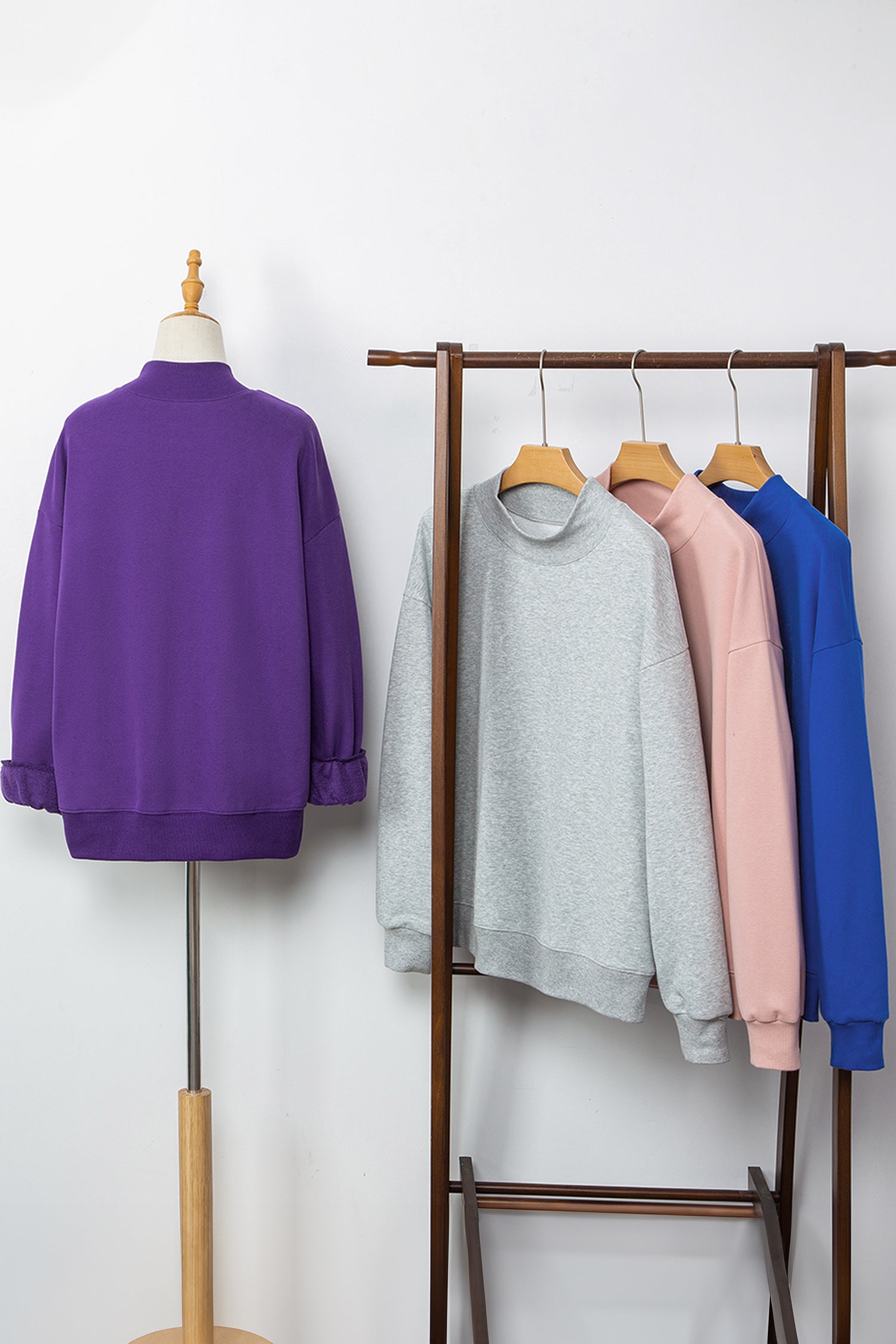 Bright Pink Oversize Blessed Embroidered Mock Neck Sweatshirt
