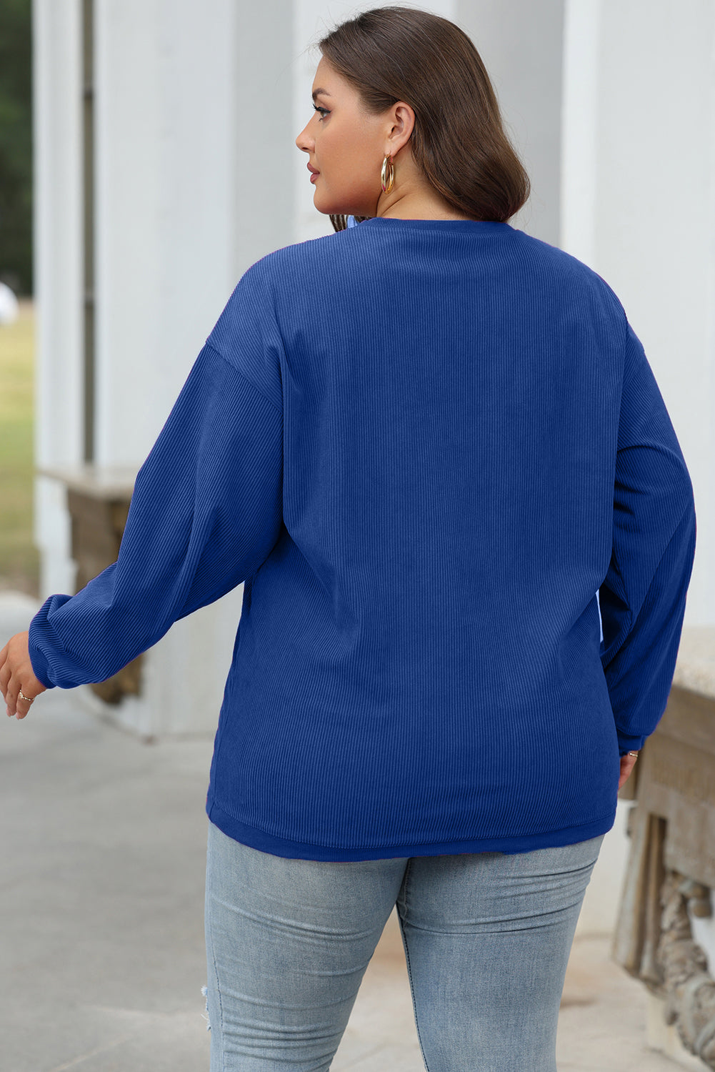 Grass Green Ribbed Corded Oversized Sweatshirt