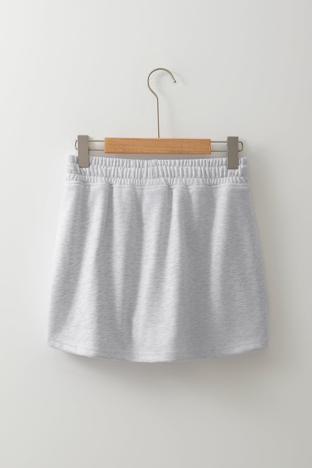 Black French Terry Drawstring Elastic Waistband Mini Skort with Pockets