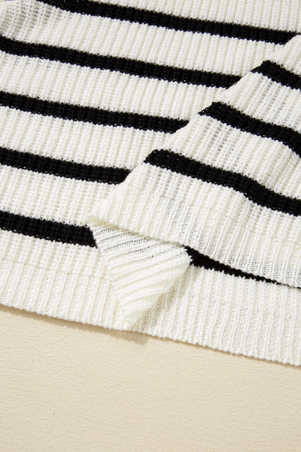 Black Stripe Knitted Drawstring Detail Sleeveless Dress