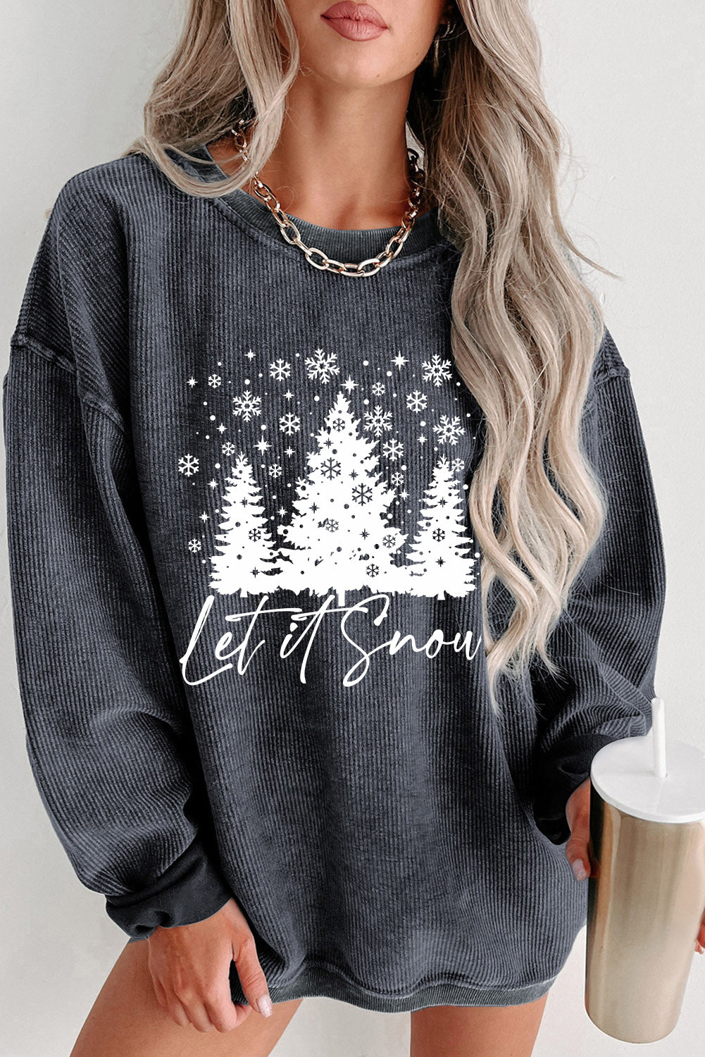 Khaki Give Thanks Pumpkin Graphic Corded Sweatshirt