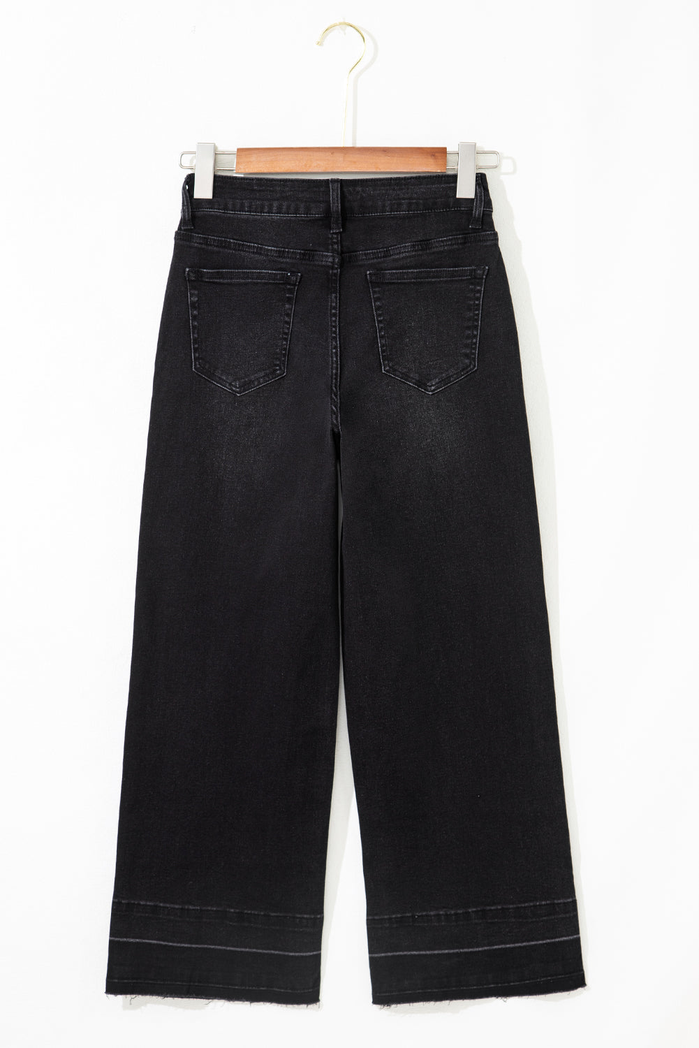 Gray Raw Hem Straight Leg Loose High Waist Jeans