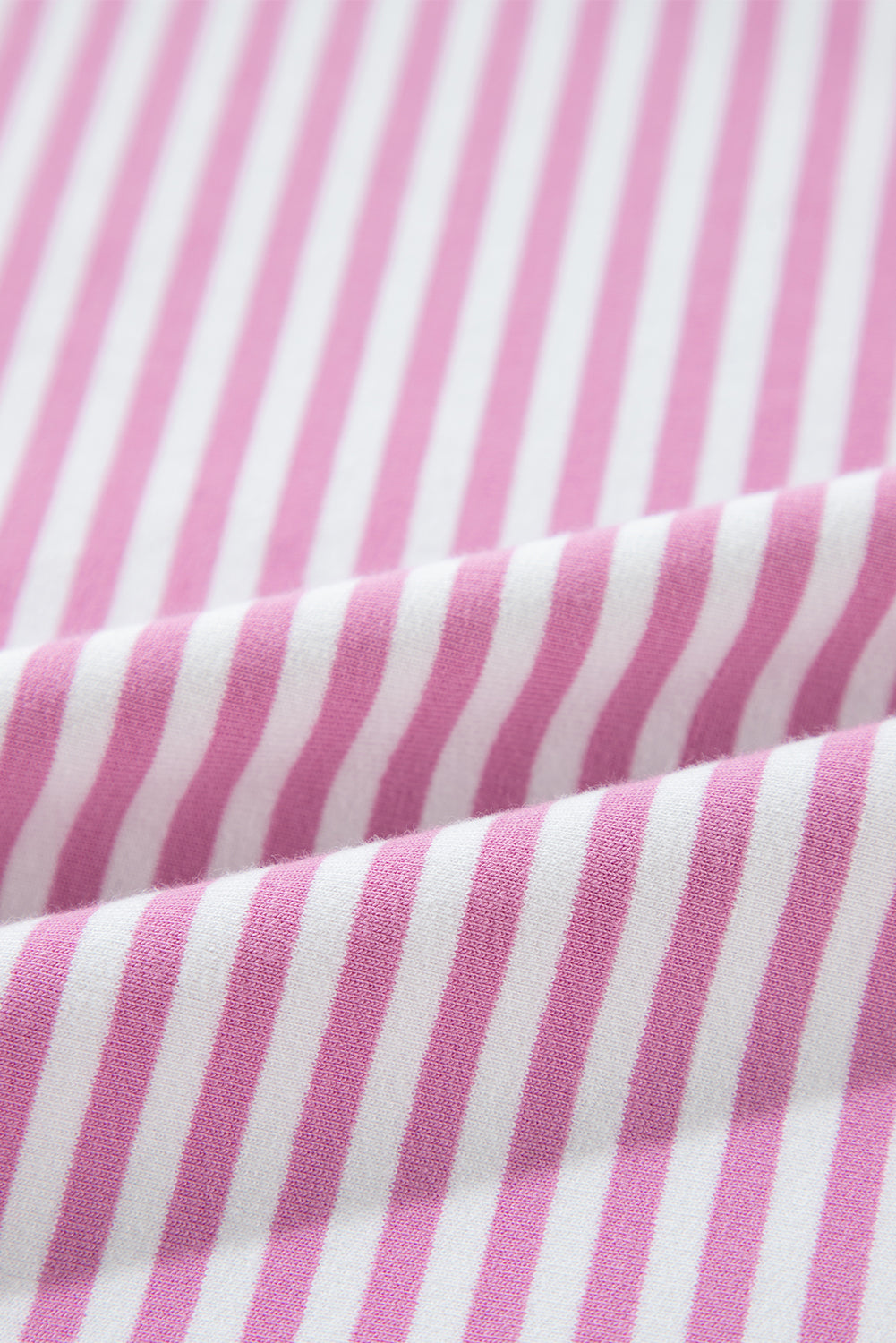 Pink Stripe Patchwork Bracelet Sleeve Plus Size T Shirt
