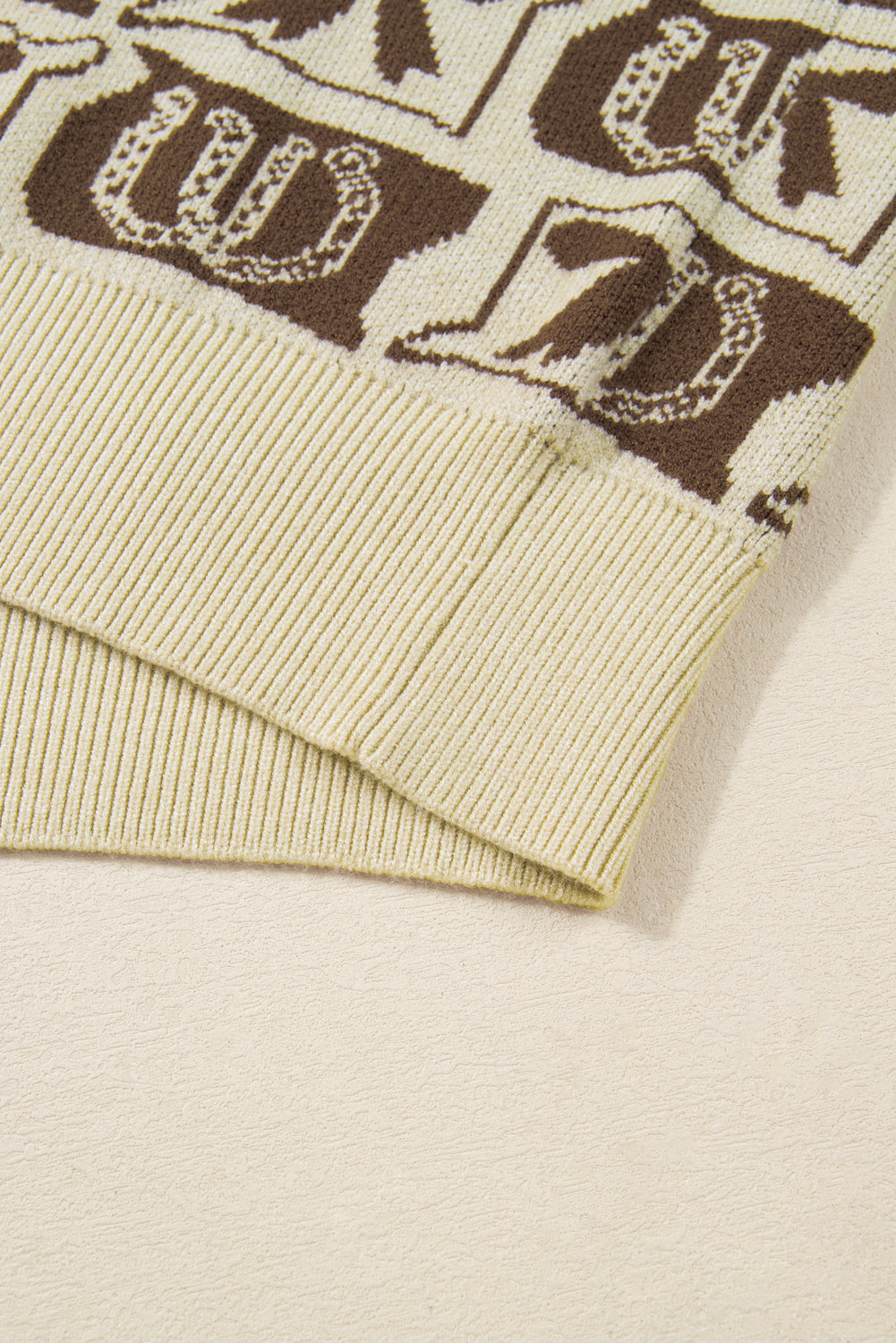Brown Bows & Horseshoes Pattern Western Fashion Print Sweater