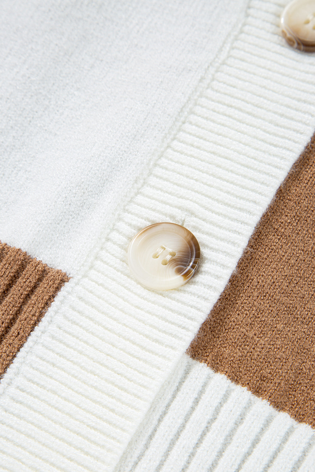 Khaki Checkered Ribbed Texture Knit Plus Size Cardigan Sweater