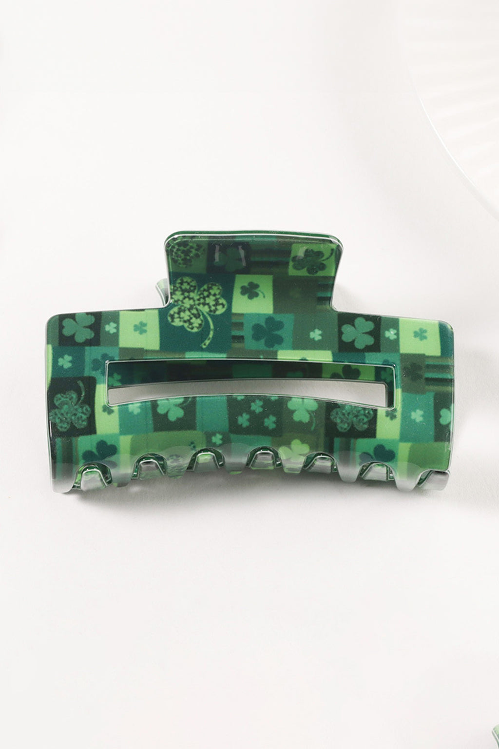 Dark Green St Patricks Day Clover Square Hair Claw Clip